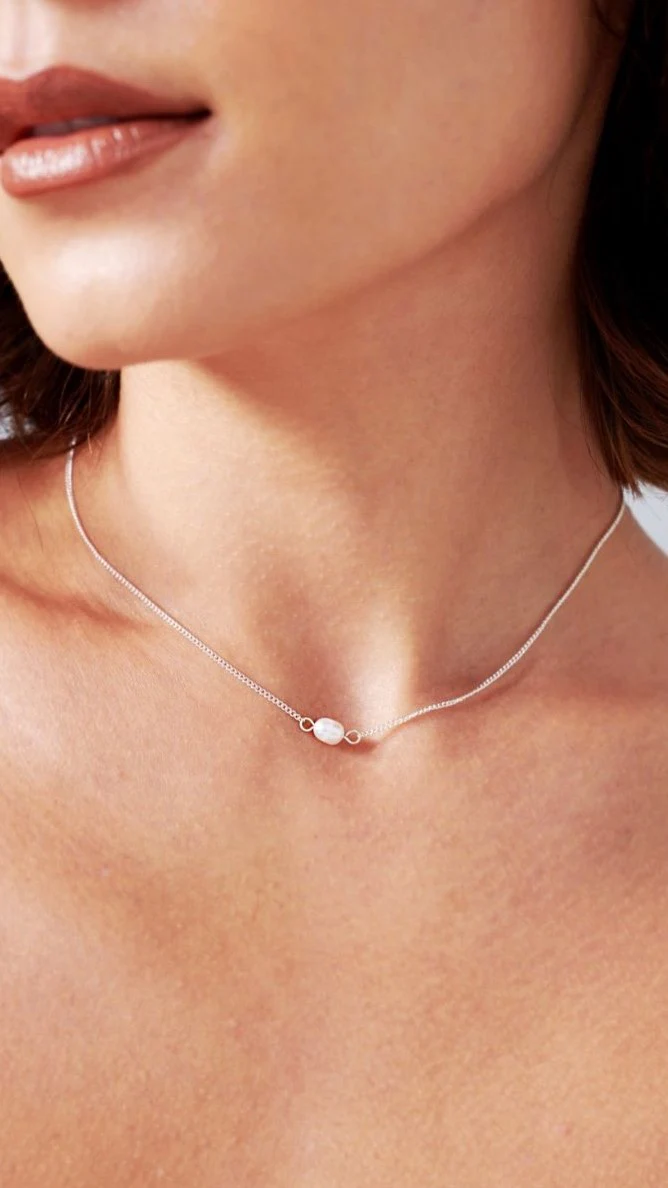 Kimmy Necklace - Silver/Pearl - Image 4