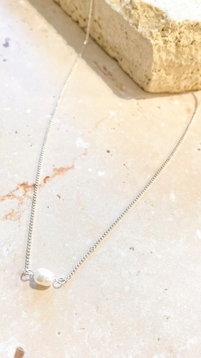 Kimmy Necklace - Silver/Pearl - Image 5