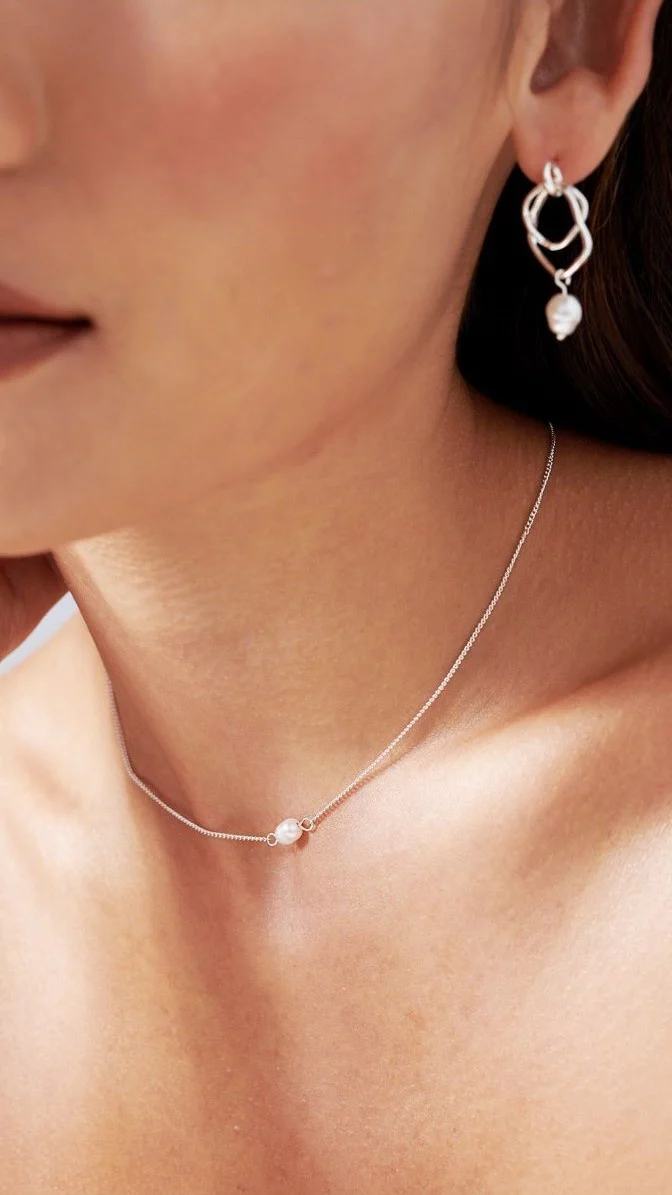 Kimmy Necklace - Silver/Pearl - Image 7