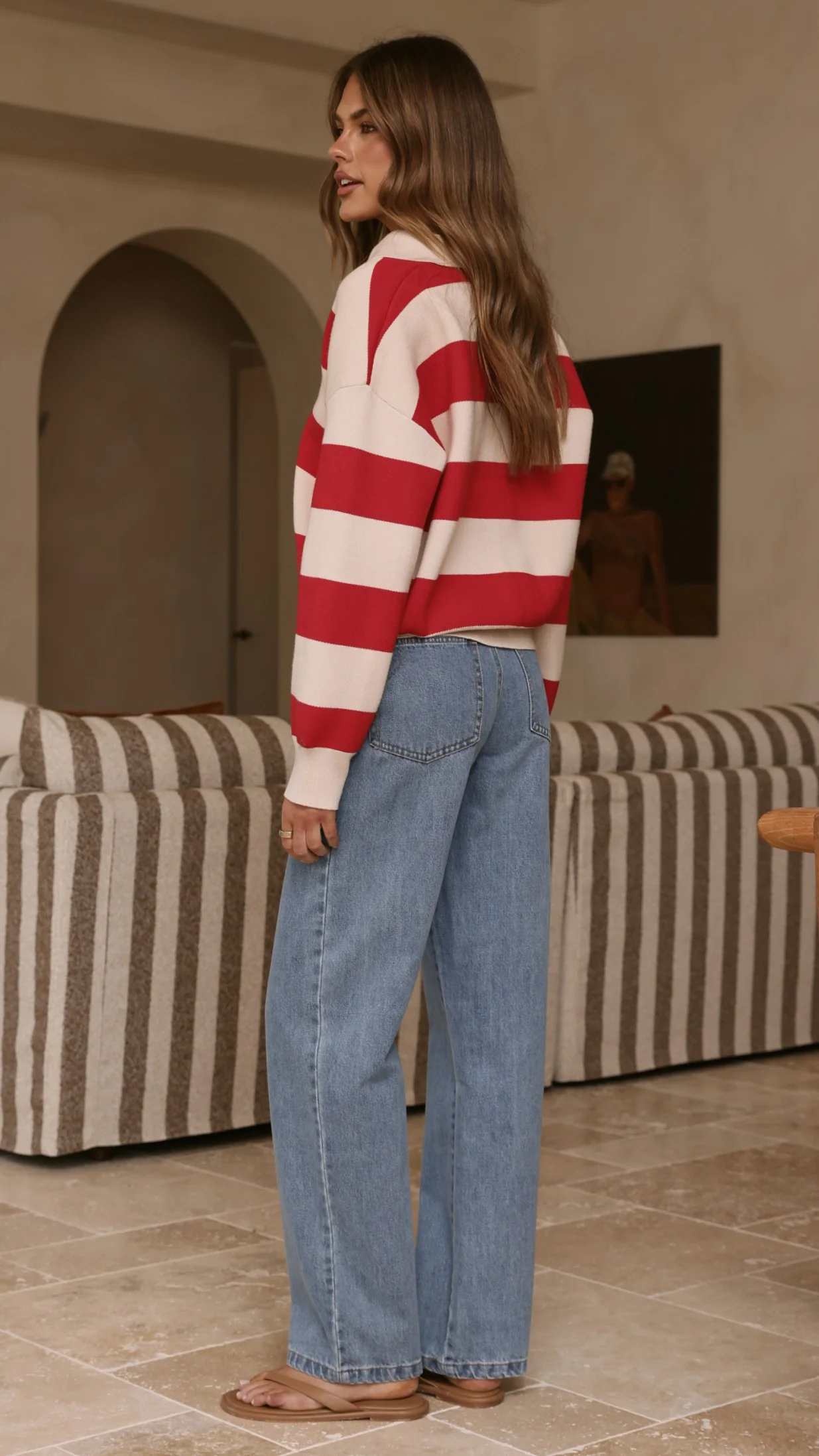 Kodi Sweater - Red/Beige Stripe - Image 2