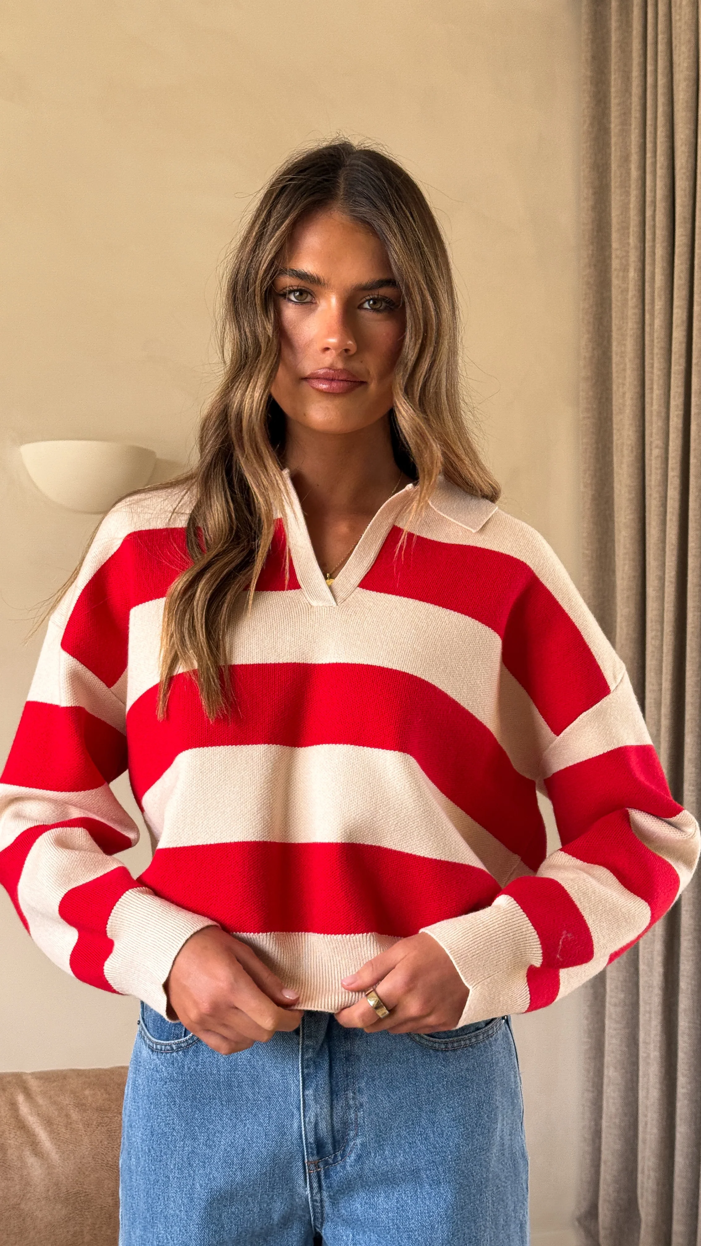 Kodi Sweater - Red/Beige Stripe - Image 6