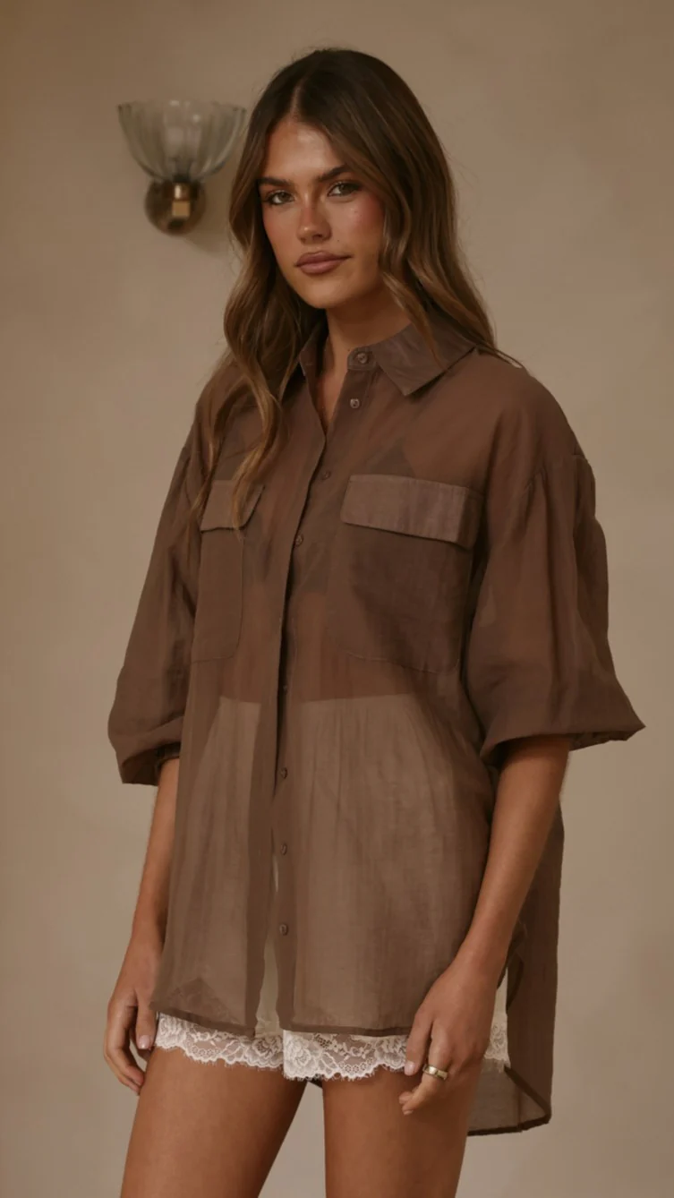 Kylie Oversized Shirt - Chocolate