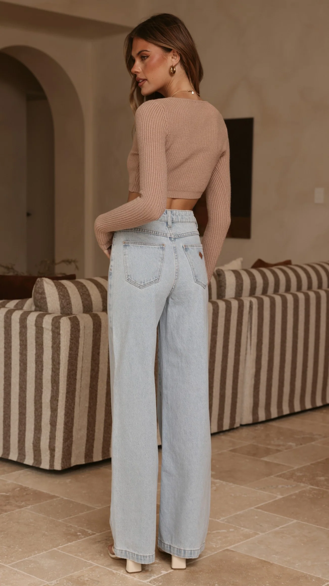 Lacy Long Sleeve Top - Mocha - Image 6