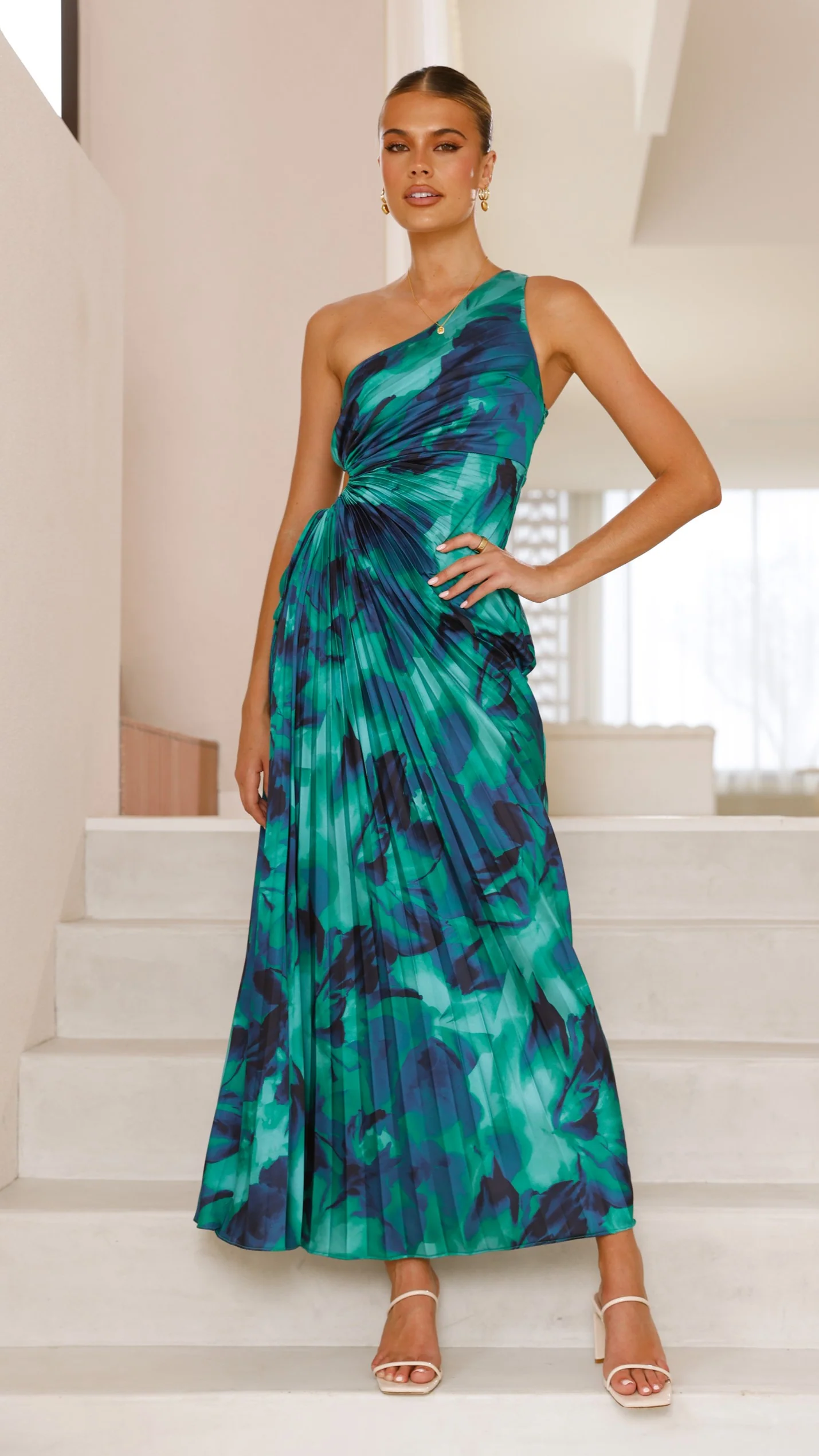 Laken Maxi Dress - Green Print - Image 3