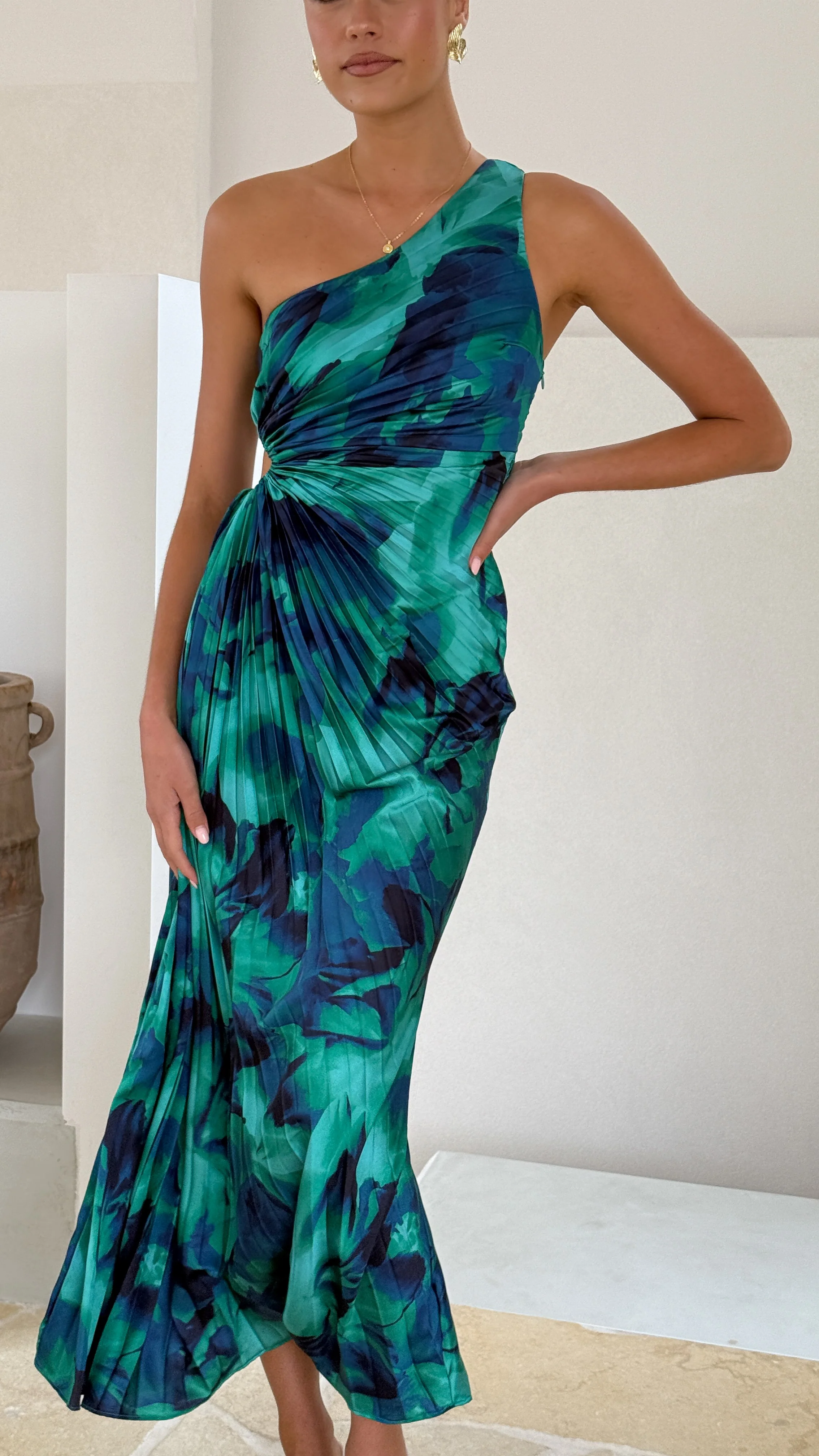 Laken Maxi Dress - Green Print - Image 9