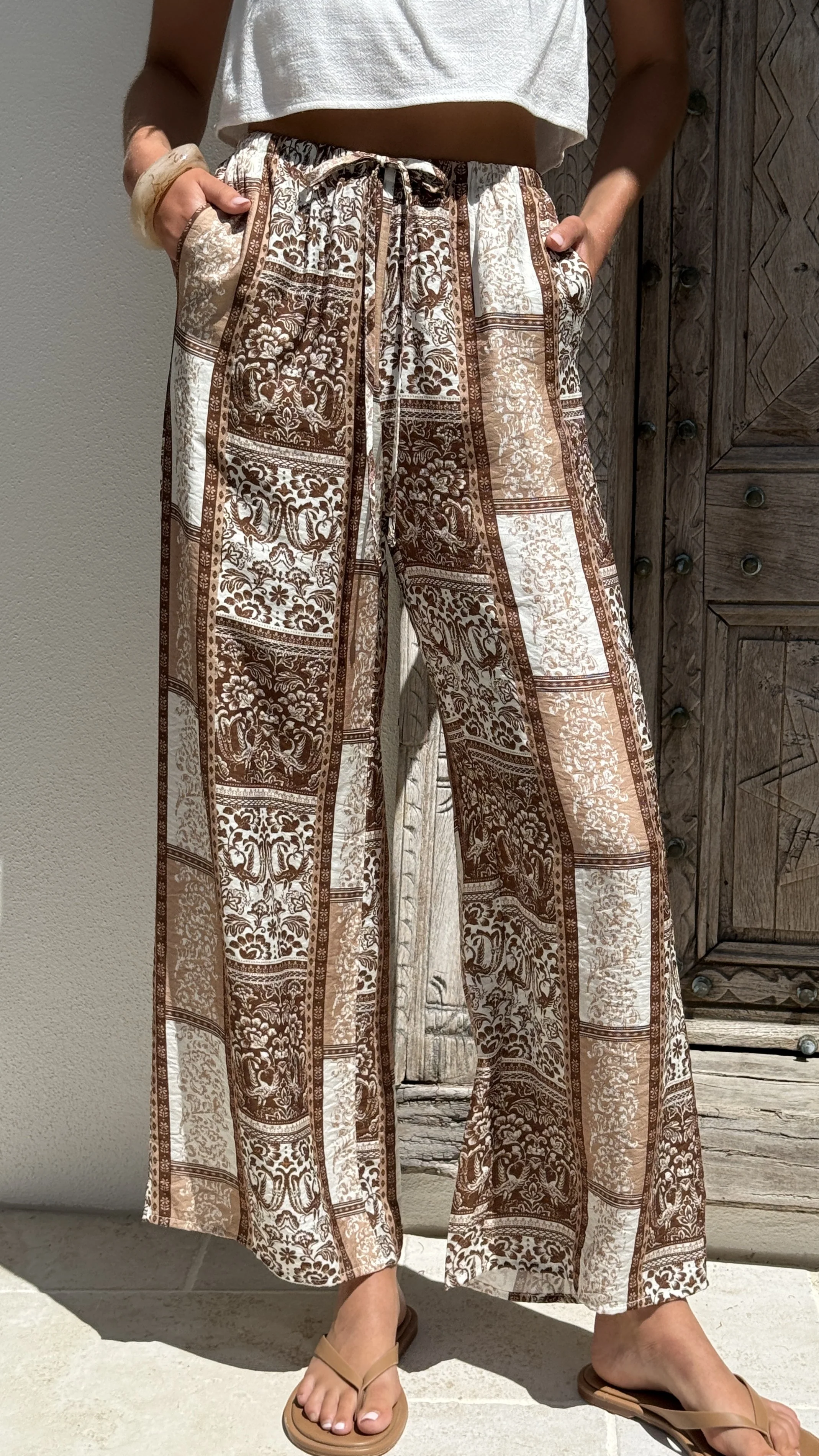 Latisha Pants - Brown / Beige Print - Image 5