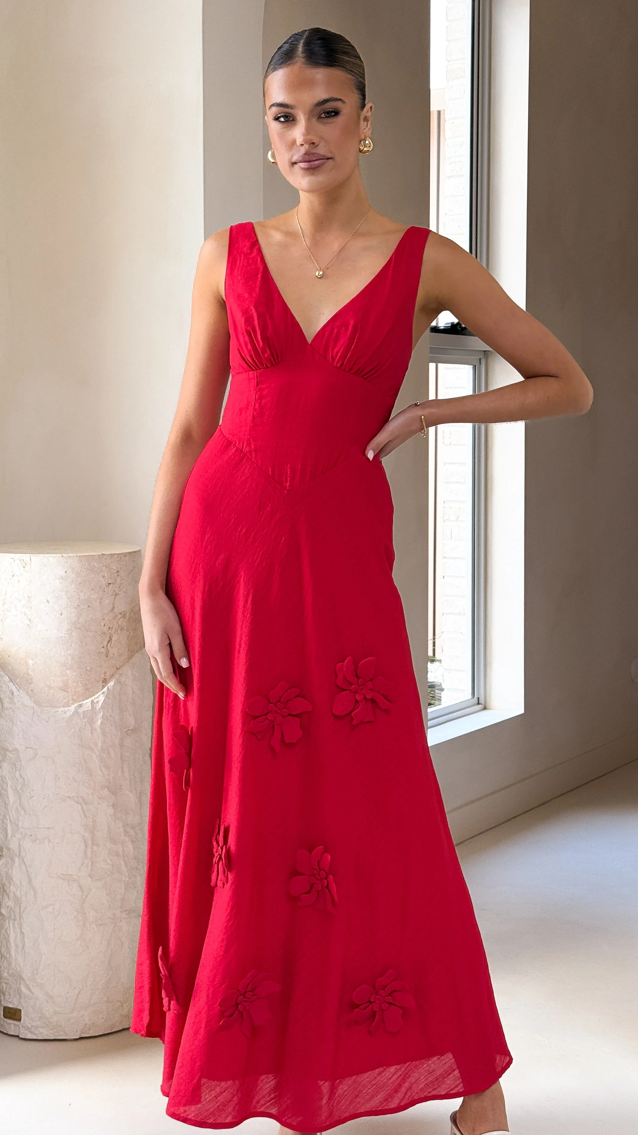 Lavara Maxi Dress - Red - Image 7