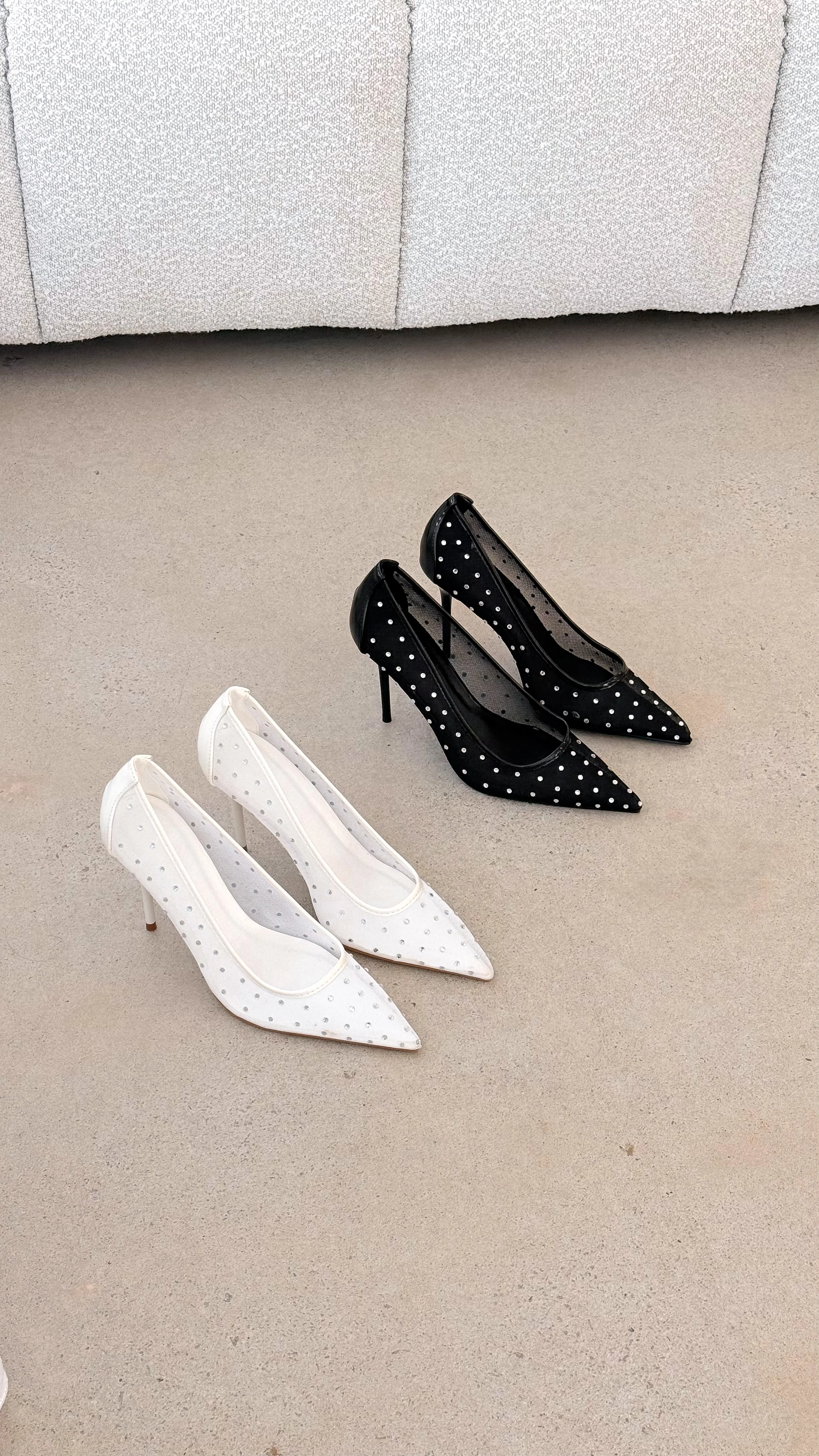 Lee Heels - White Mesh Diamante - Image 2