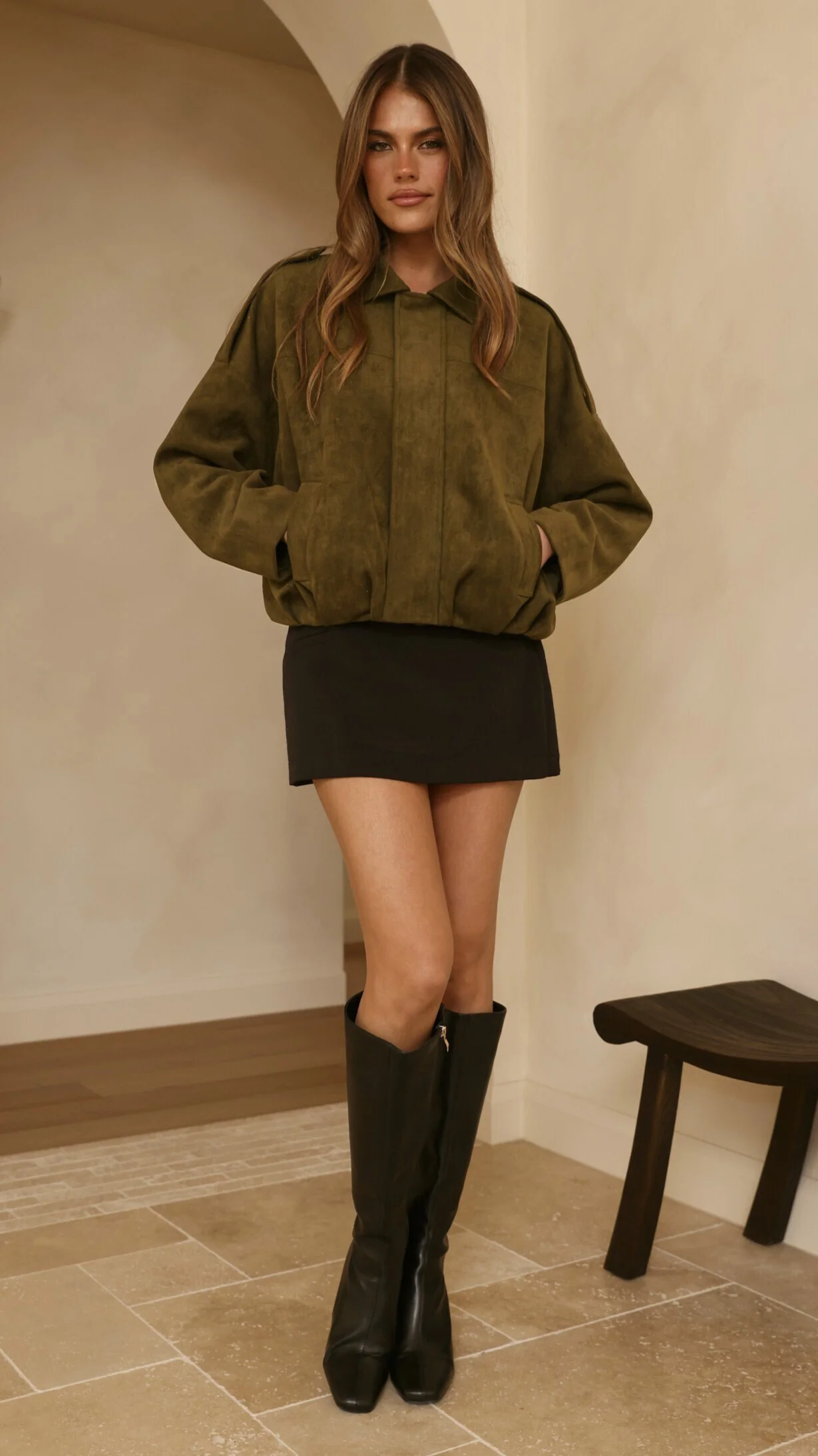 Leela Bomber Jacket - Khaki - Image 8