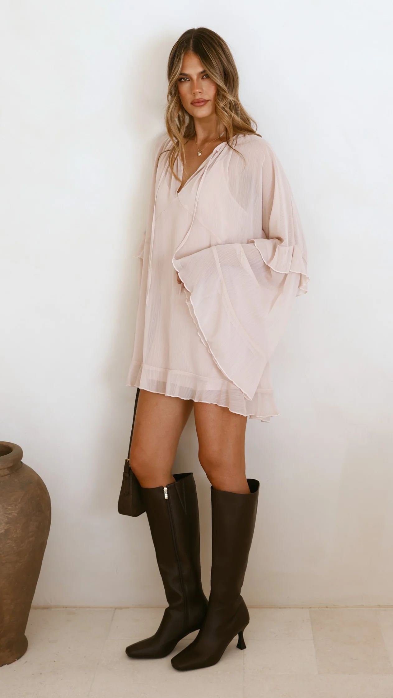 Leera Mini Dress - Nude - Image 10