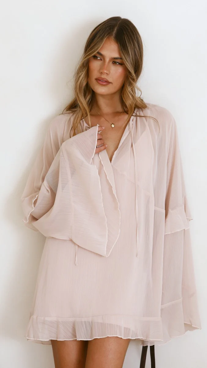 Leera Mini Dress - Nude - Image 12