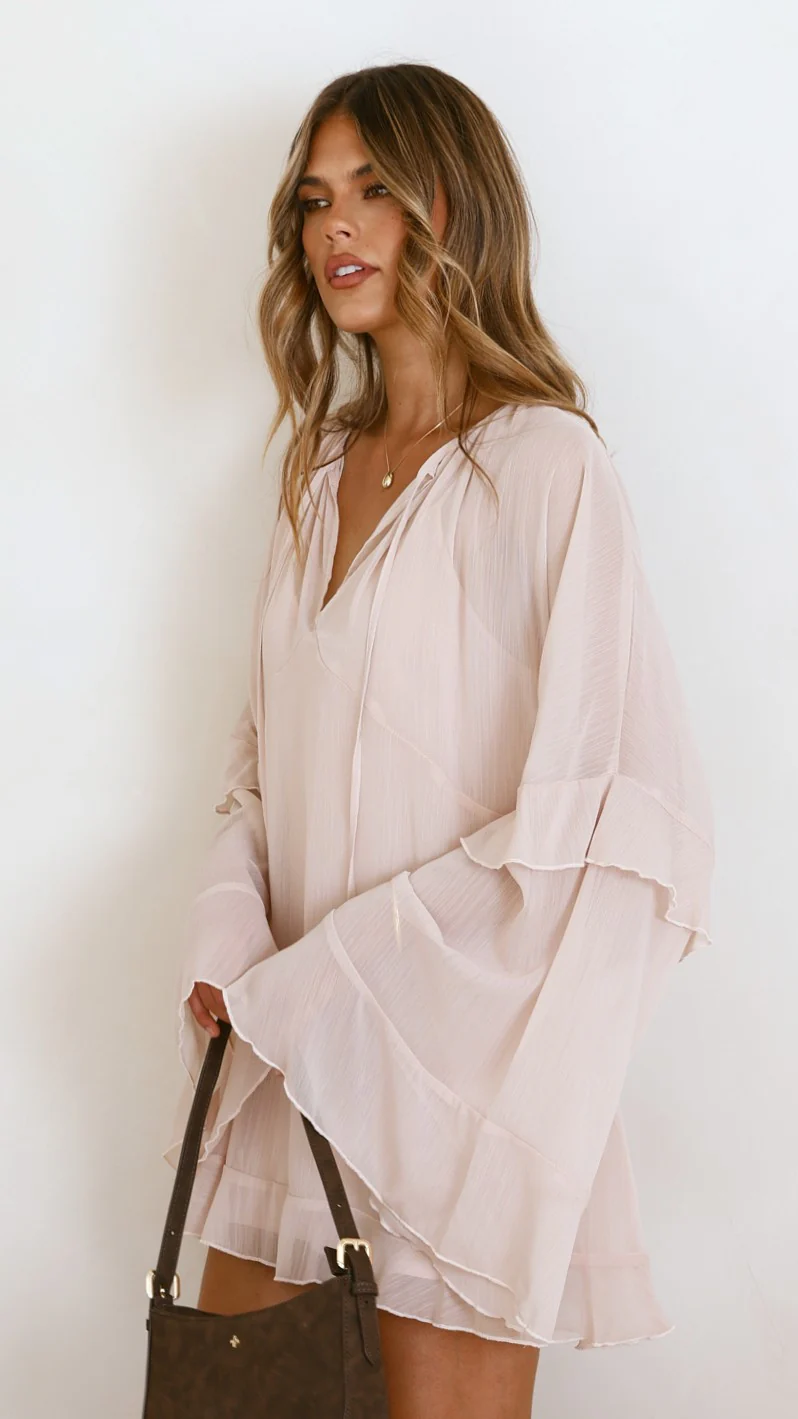 Leera Mini Dress - Nude - Image 5