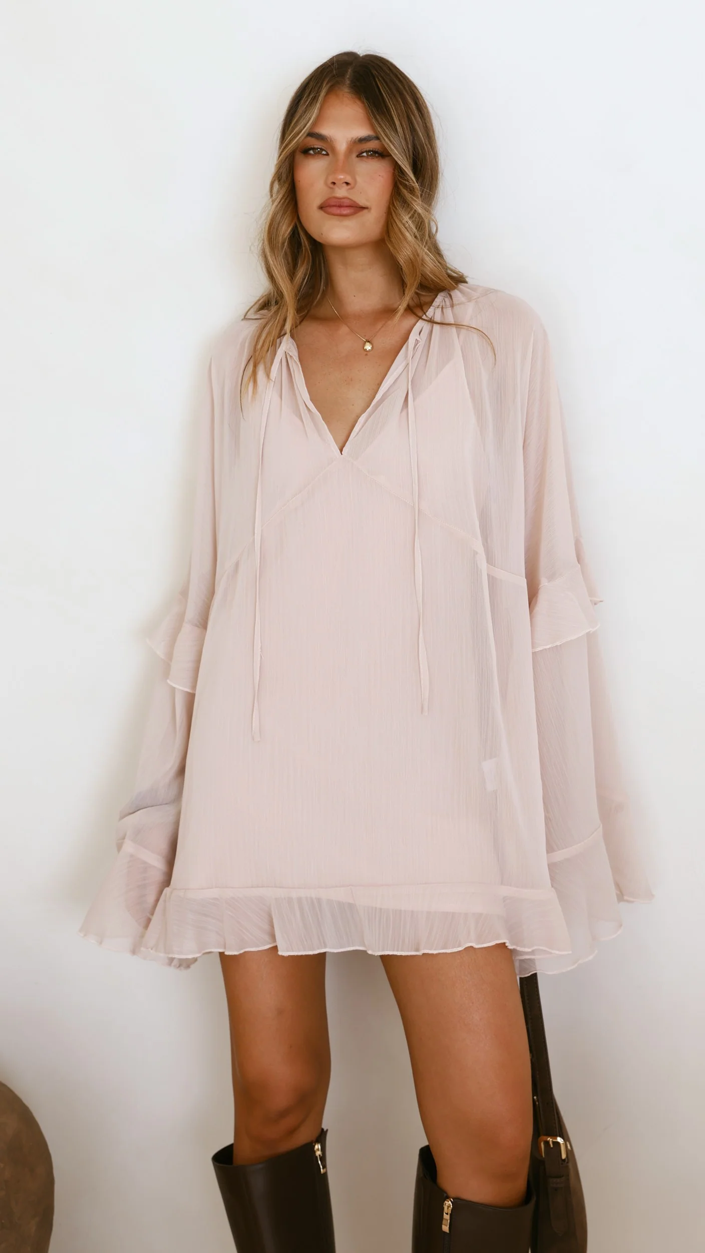 Leera Mini Dress - Nude - Image 7