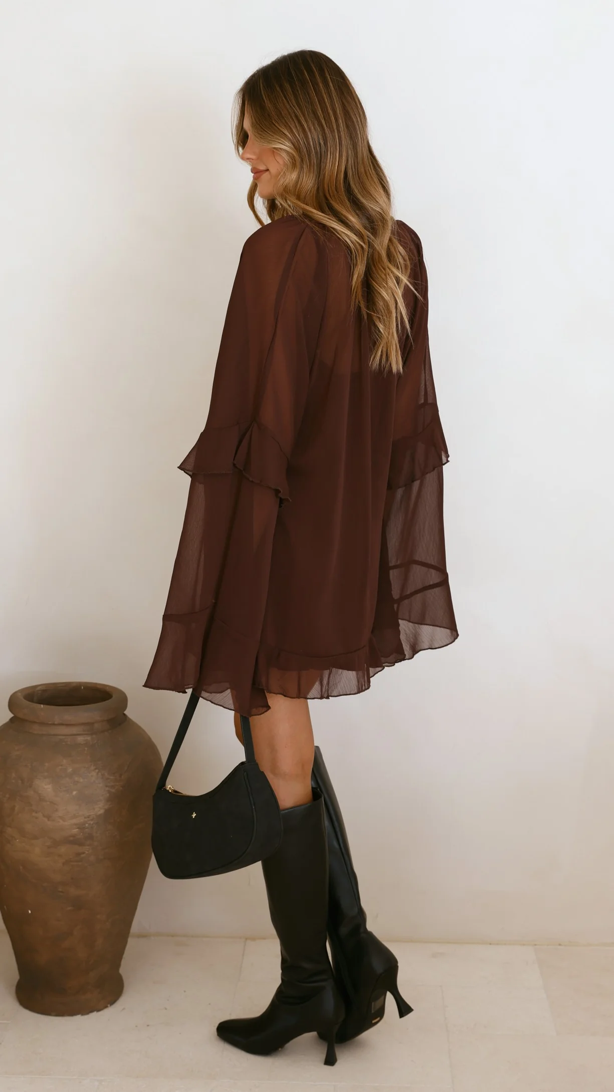 Leera Mini Dress - Chocolate - Image 3