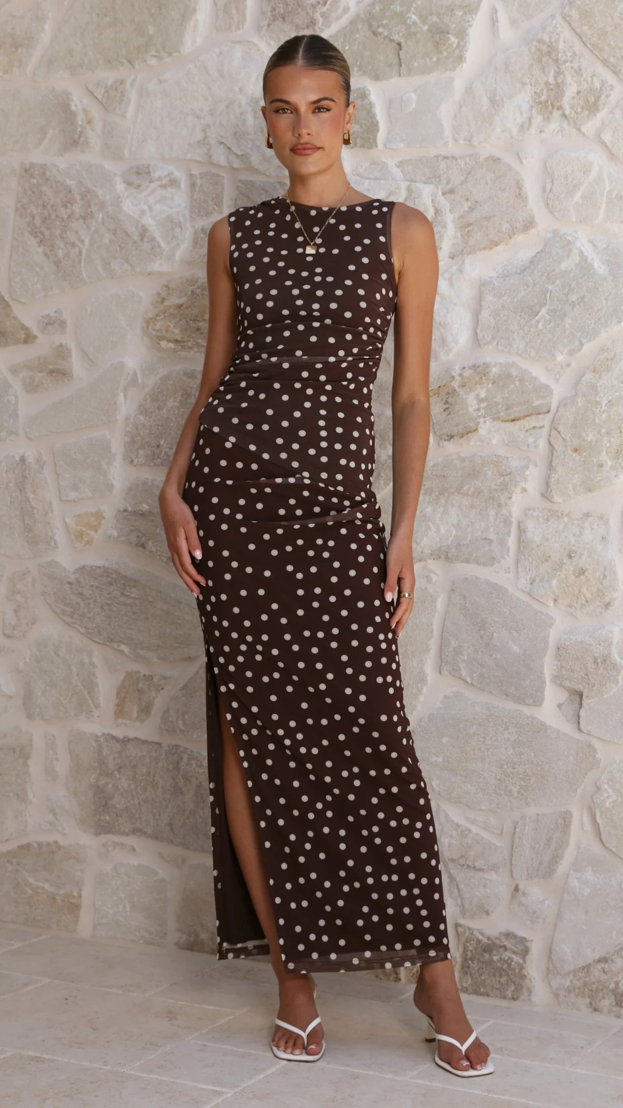 Leighton Top - Chocolate/White Polka Dot - Image 6
