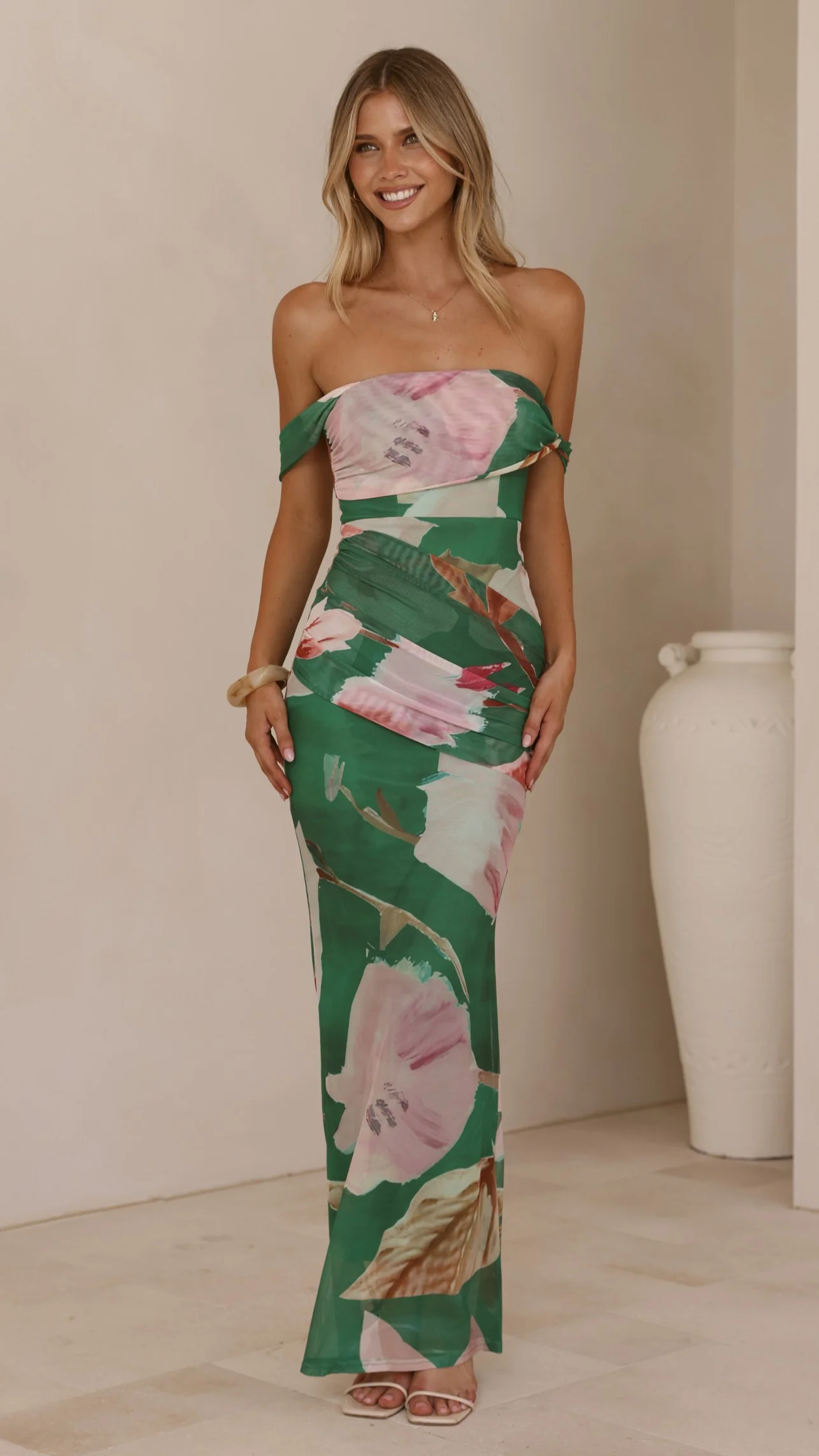Lena Maxi Dress - Green Floral - Image 3