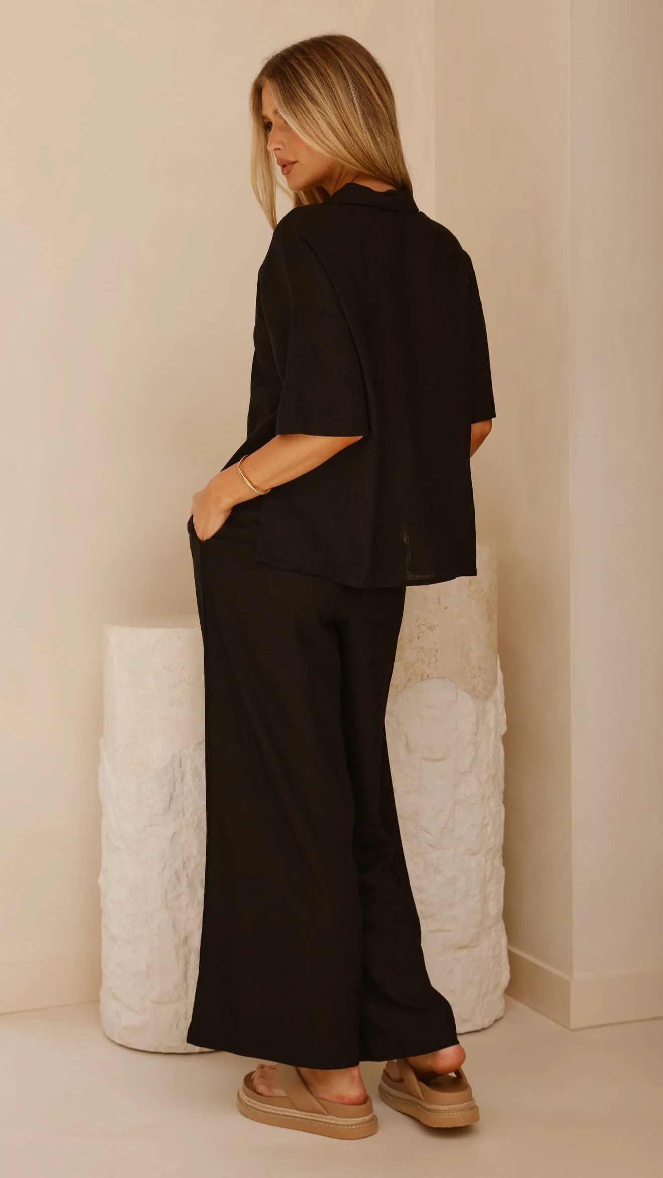 Lexi Linen Pants - Black - Image 9
