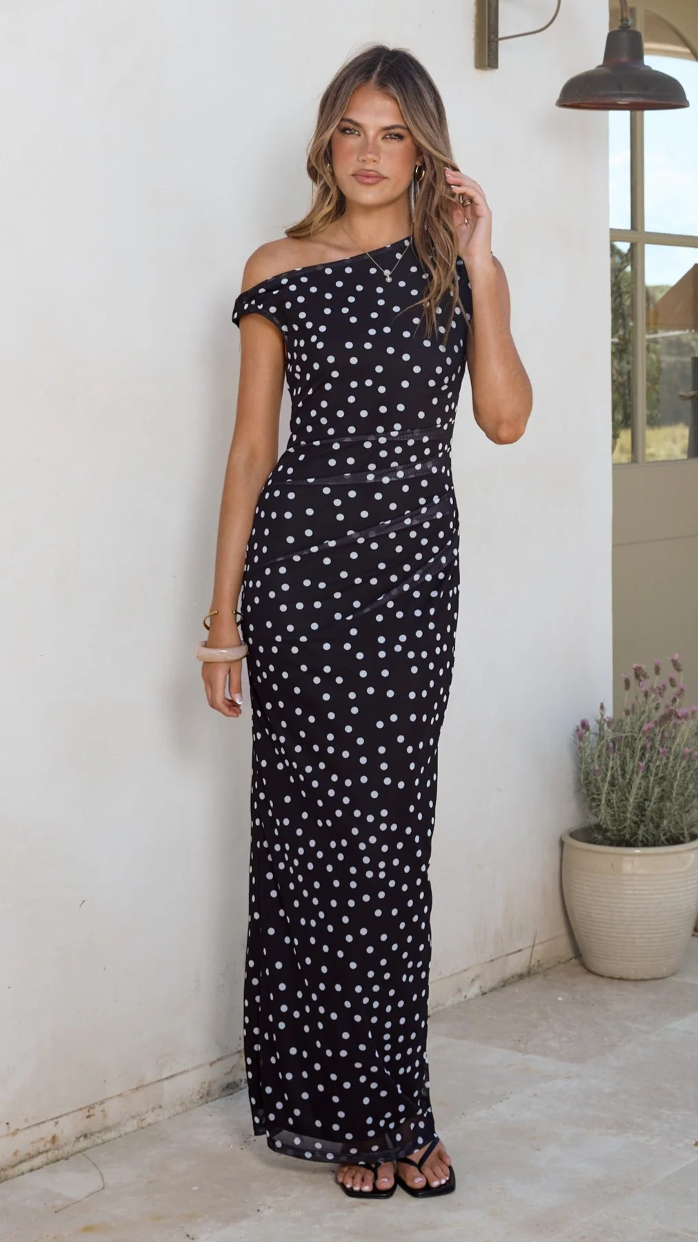 Lilani Maxi Dress - Black/White Polka Dot - Image 3