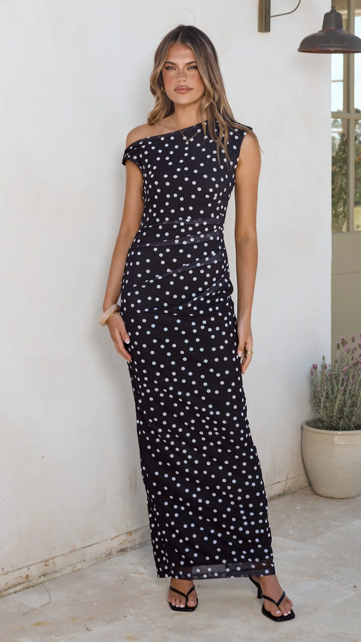 Lilani Maxi Dress - Black/White Polka Dot - Image 4