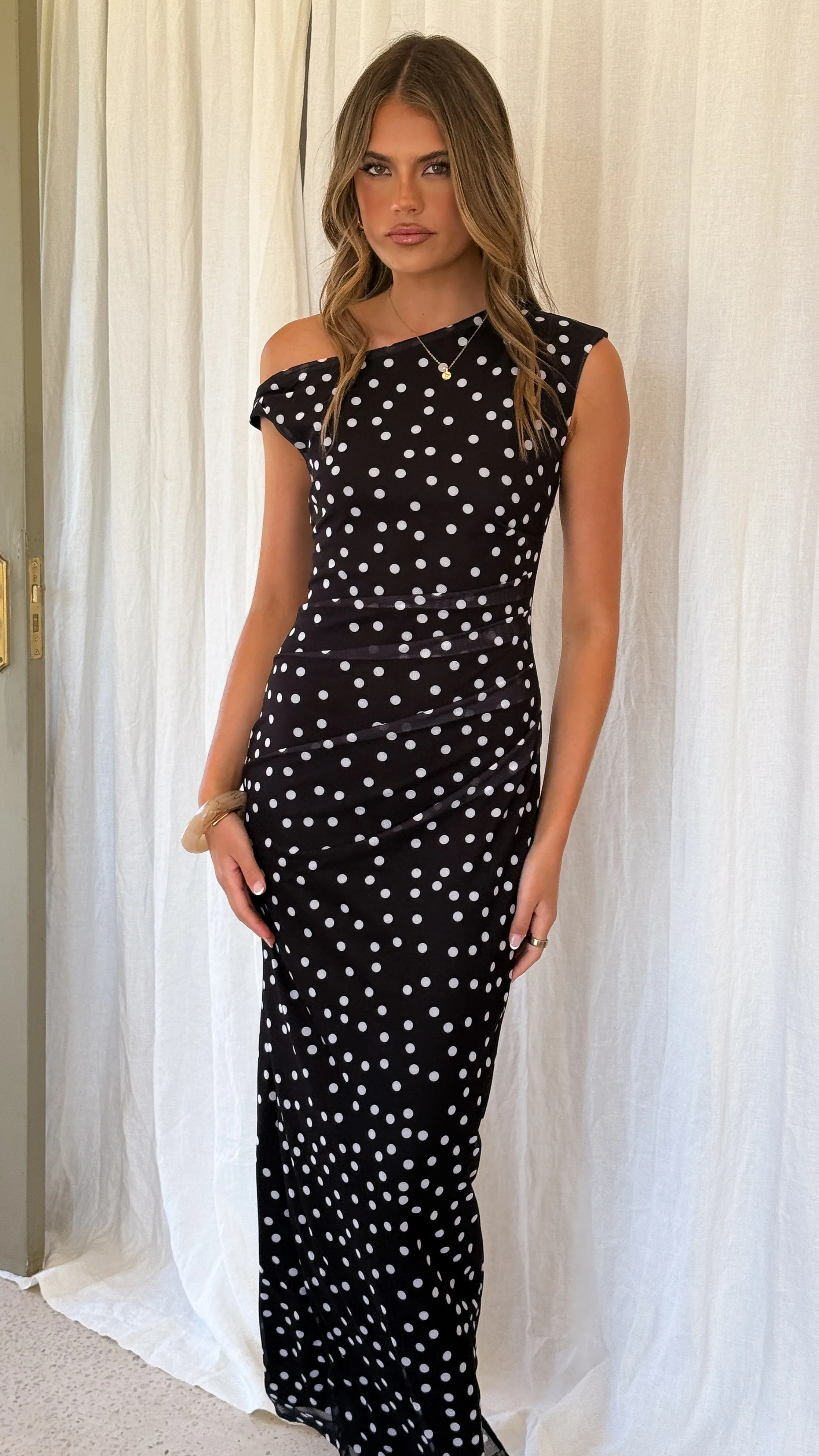 Lilani Maxi Dress - Black/White Polka Dot - Image 7