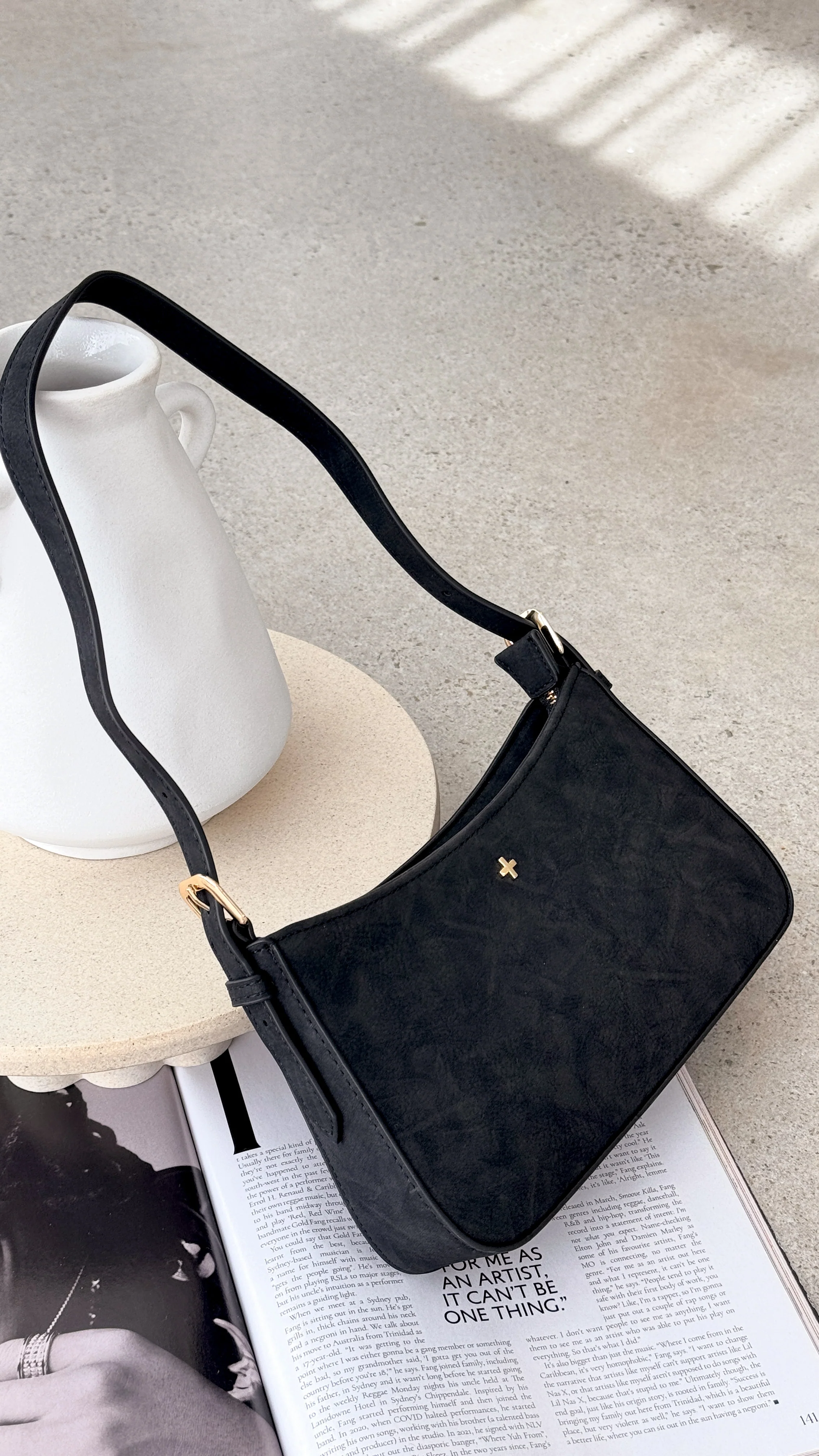 Lilu Shoulder Bag - Black Suede - Image 4