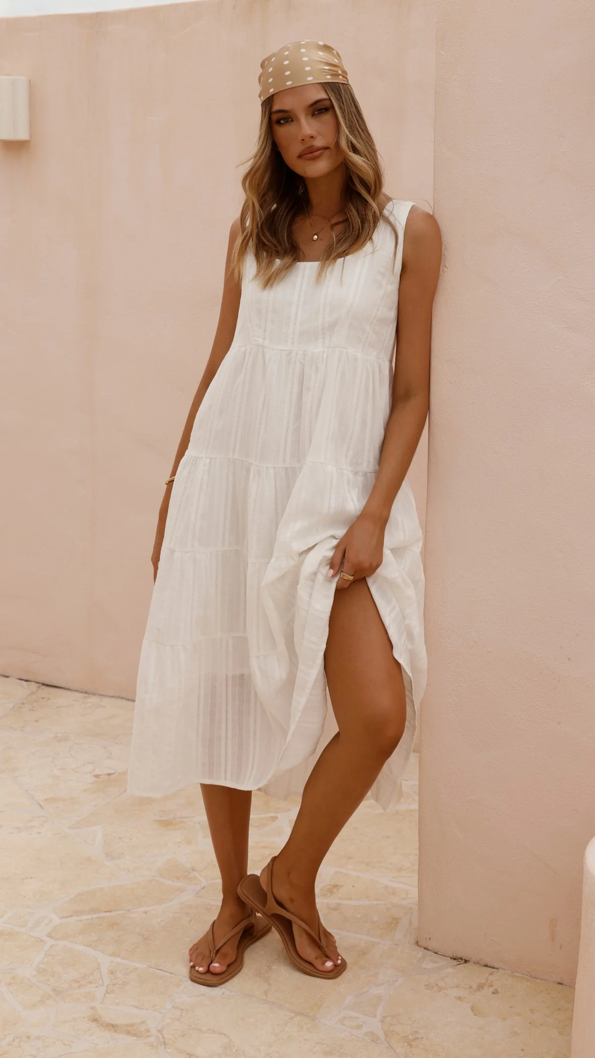 Liza Midi Dress - White - Image 11
