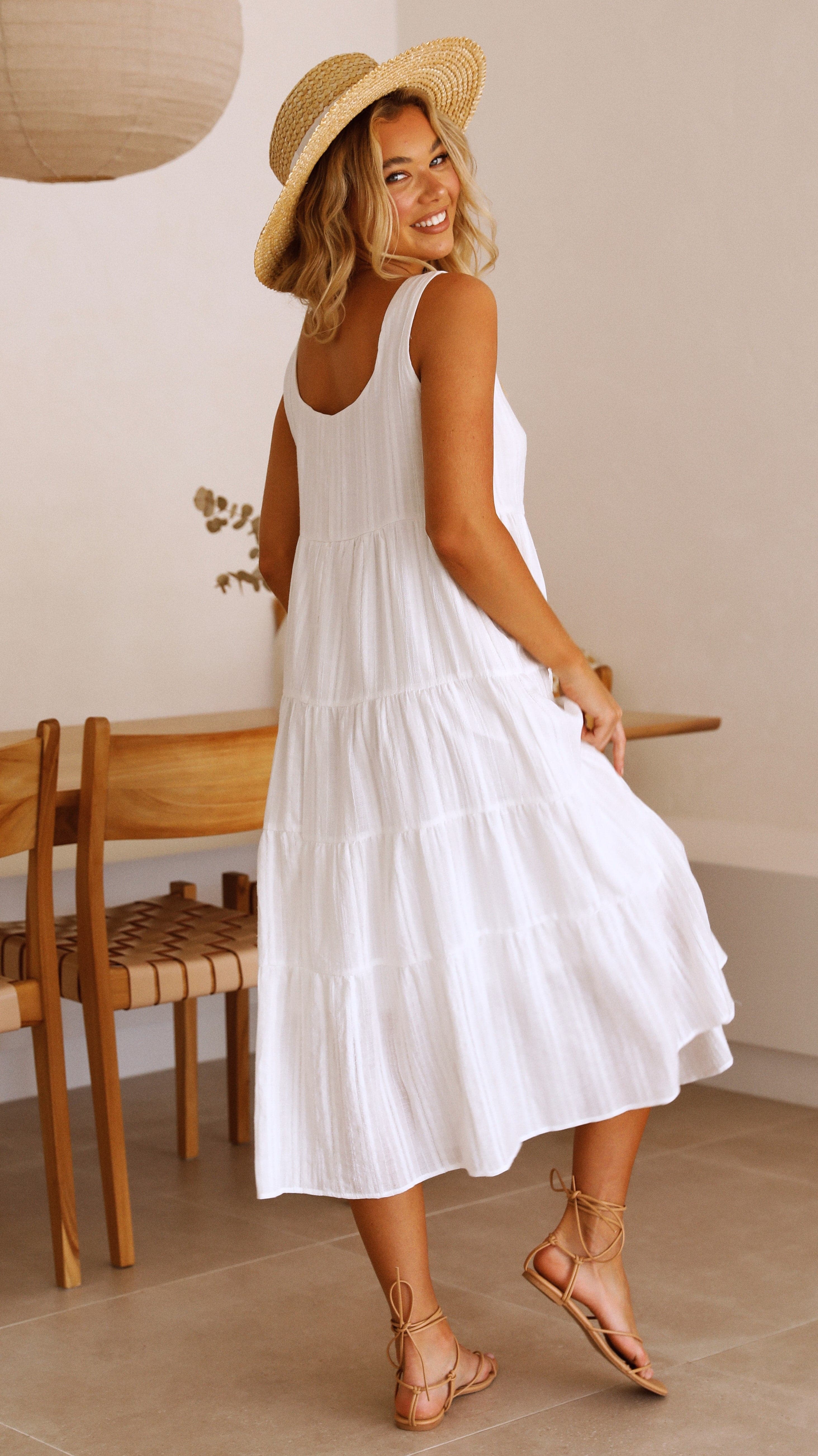 Liza Midi Dress - White - Image 9