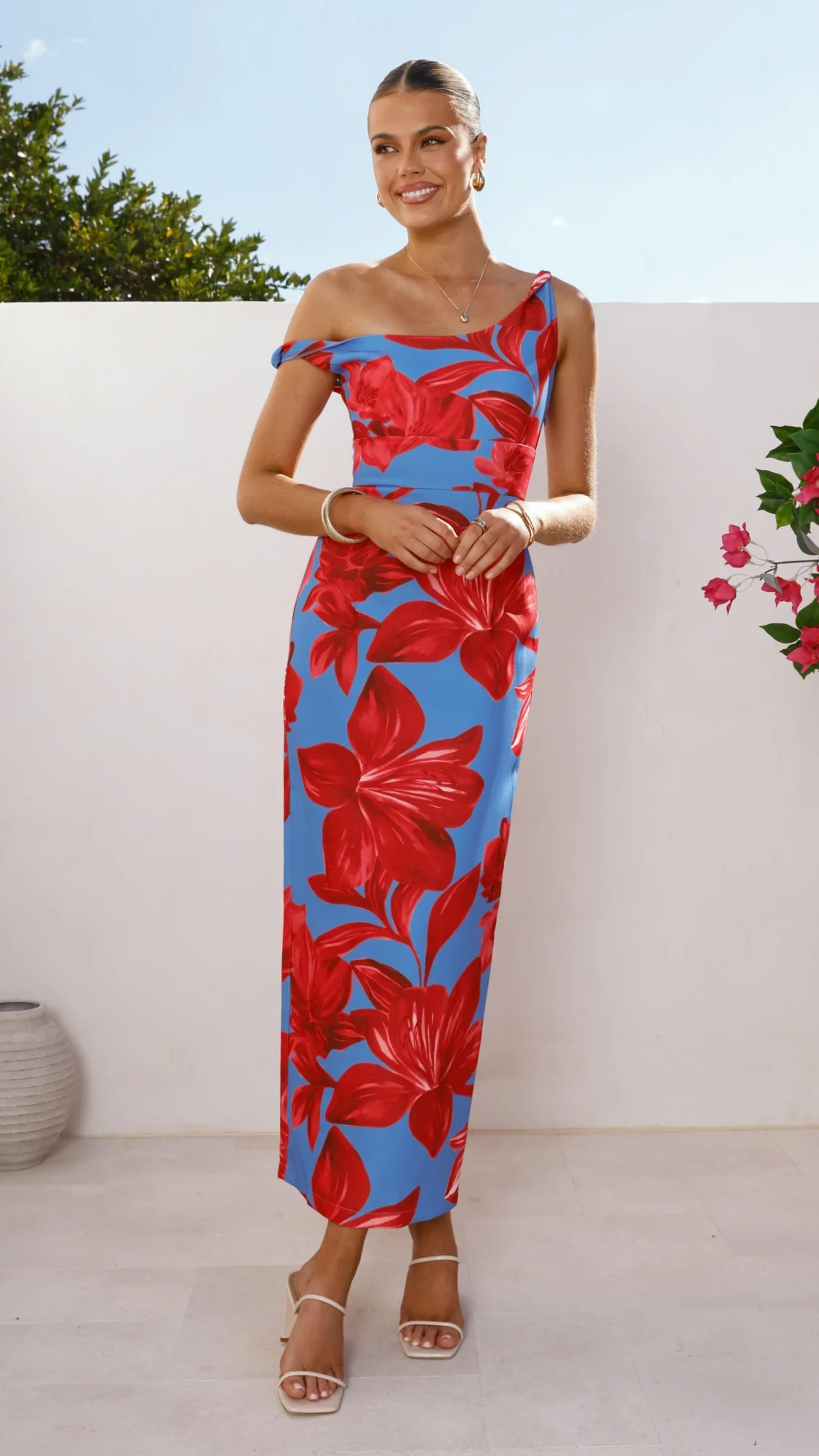 Lorina Maxi Dress - Red/Blue Floral - Image 3