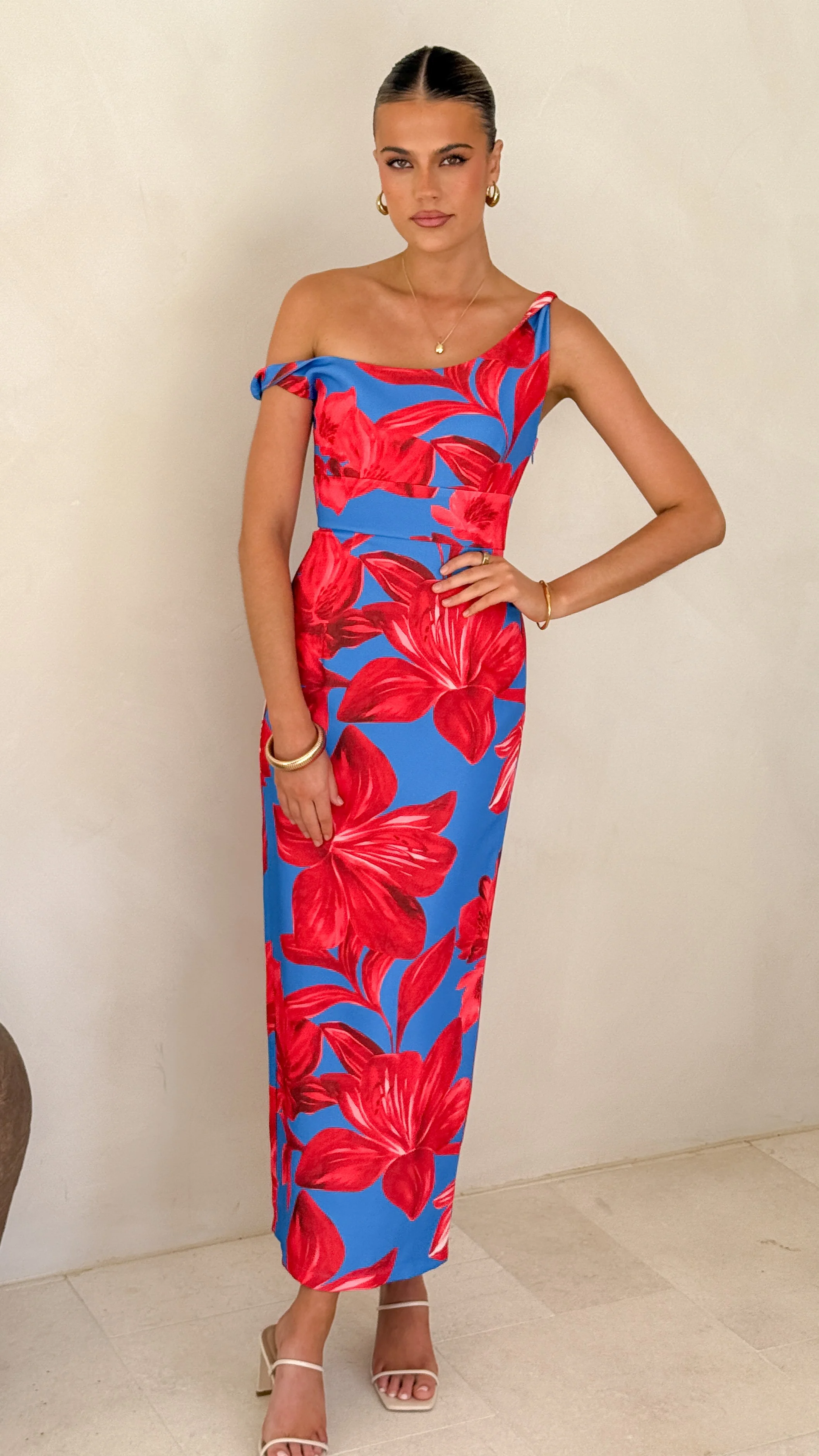 Lorina Maxi Dress - Red/Blue Floral - Image 4