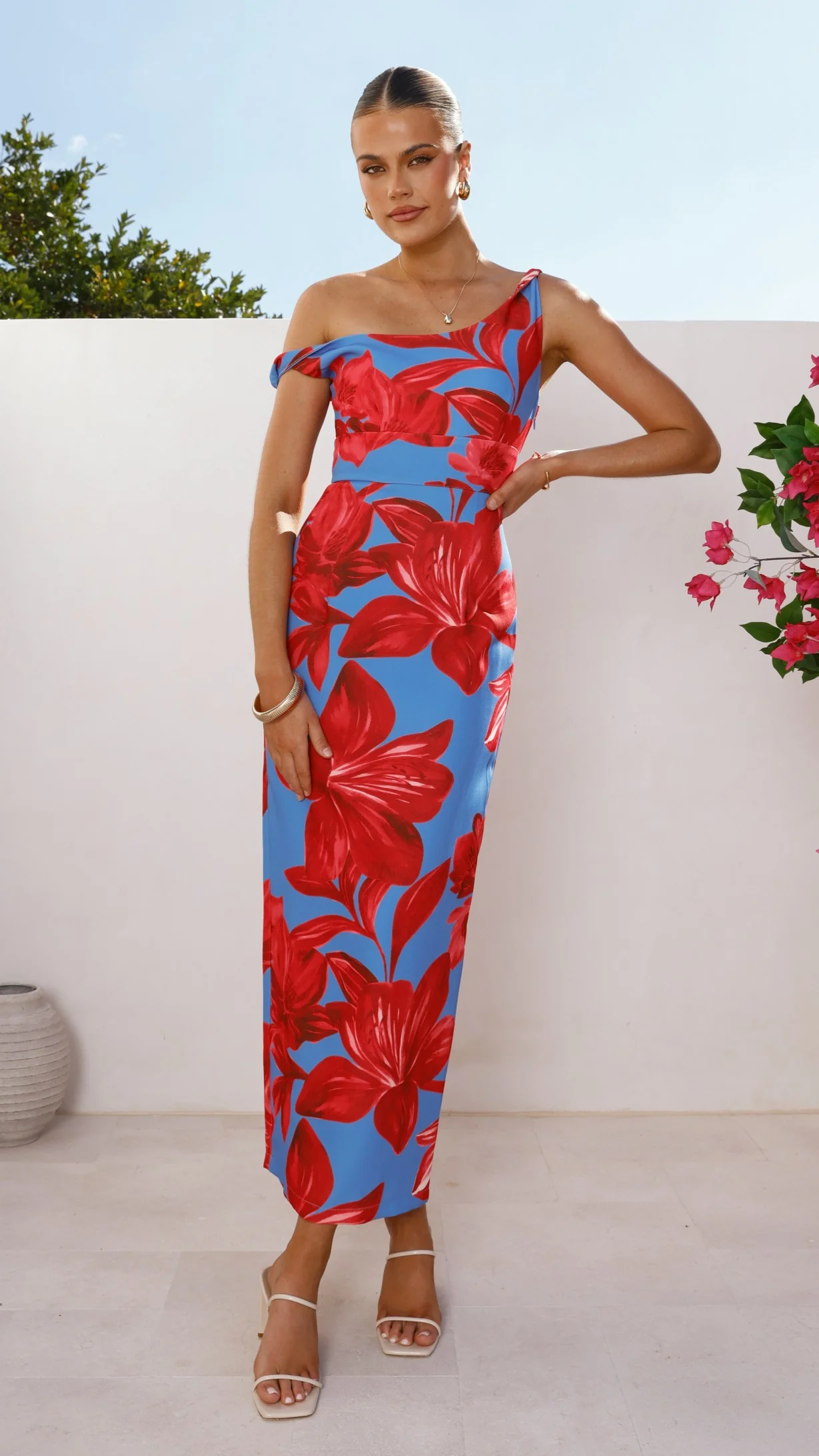 Lorina Maxi Dress - Red/Blue Floral - Image 6