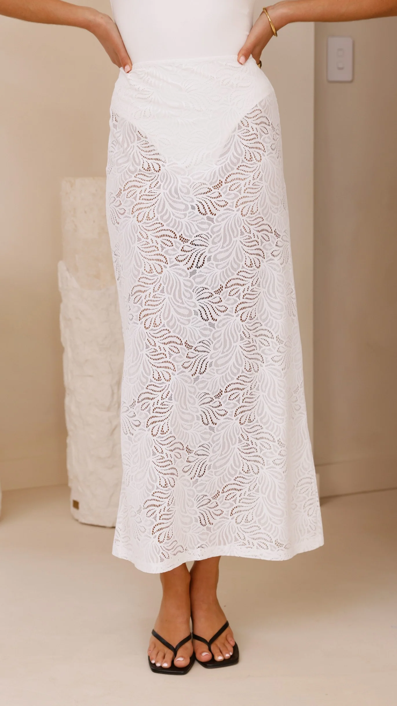 Louisa Lace Maxi Skirt - White - Image 2