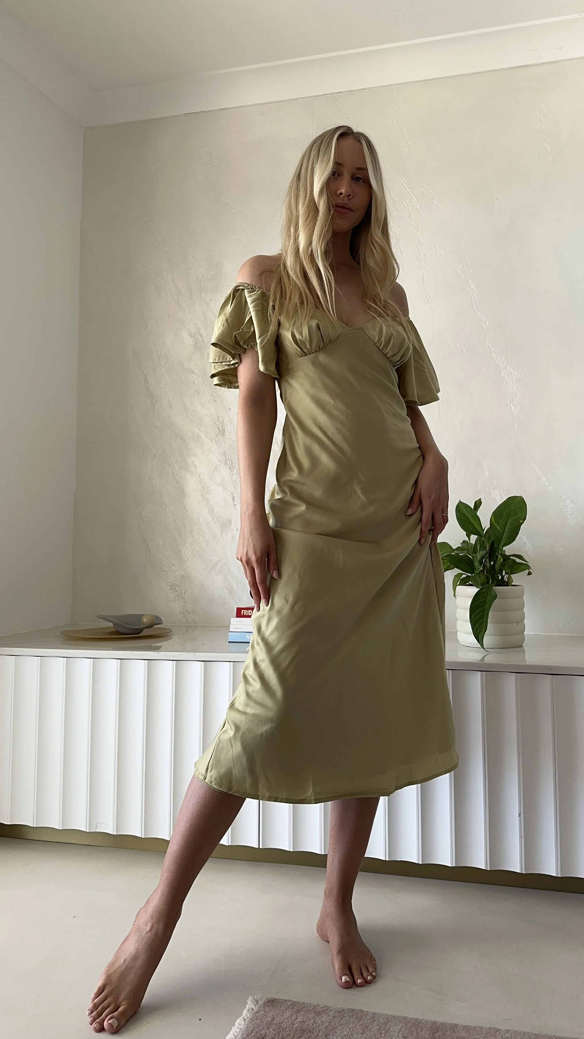 Louisa Midi Dress - Olive - Image 12