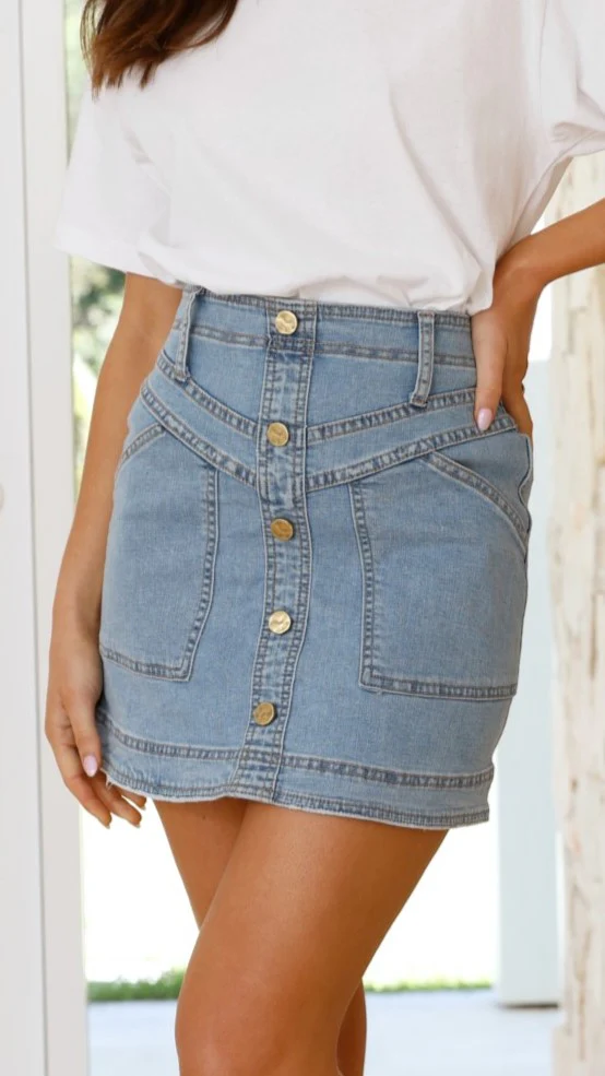 Lucilla Mini Skirt - Blue Denim - Image 4