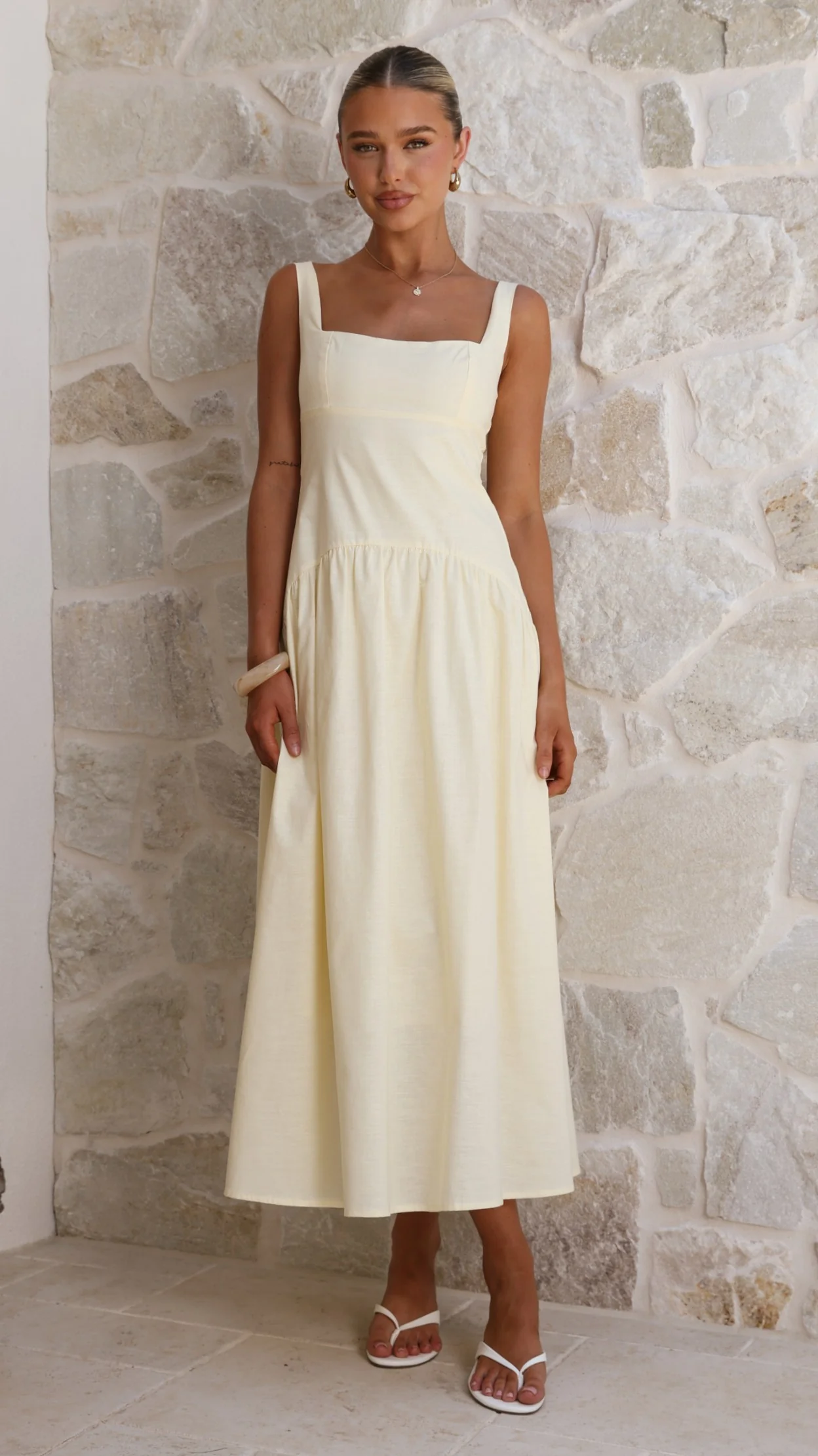 Lucy Drop Waist Maxi Dress - Butter - Image 4