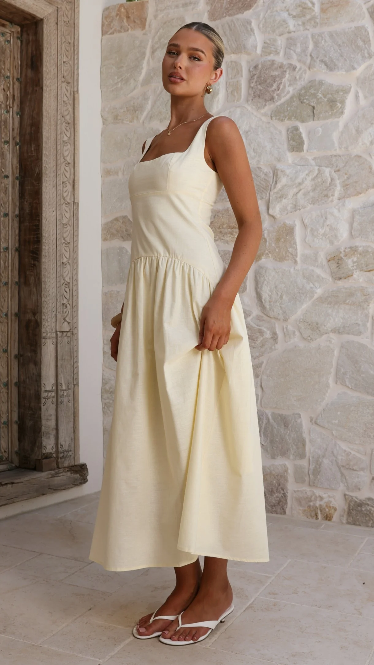 Lucy Drop Waist Maxi Dress - Butter - Image 5