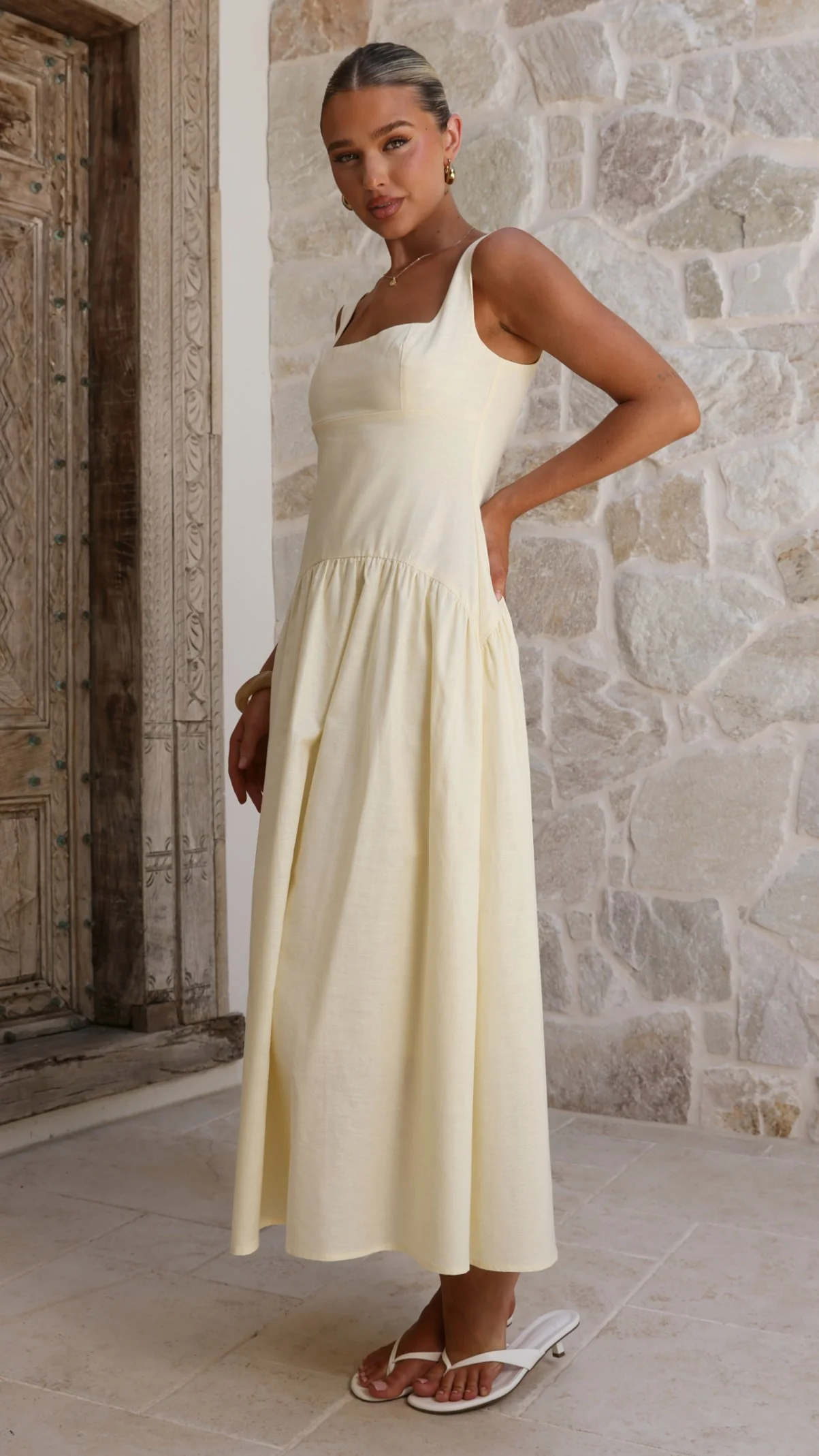 Lucy Drop Waist Maxi Dress - Butter - Image 6