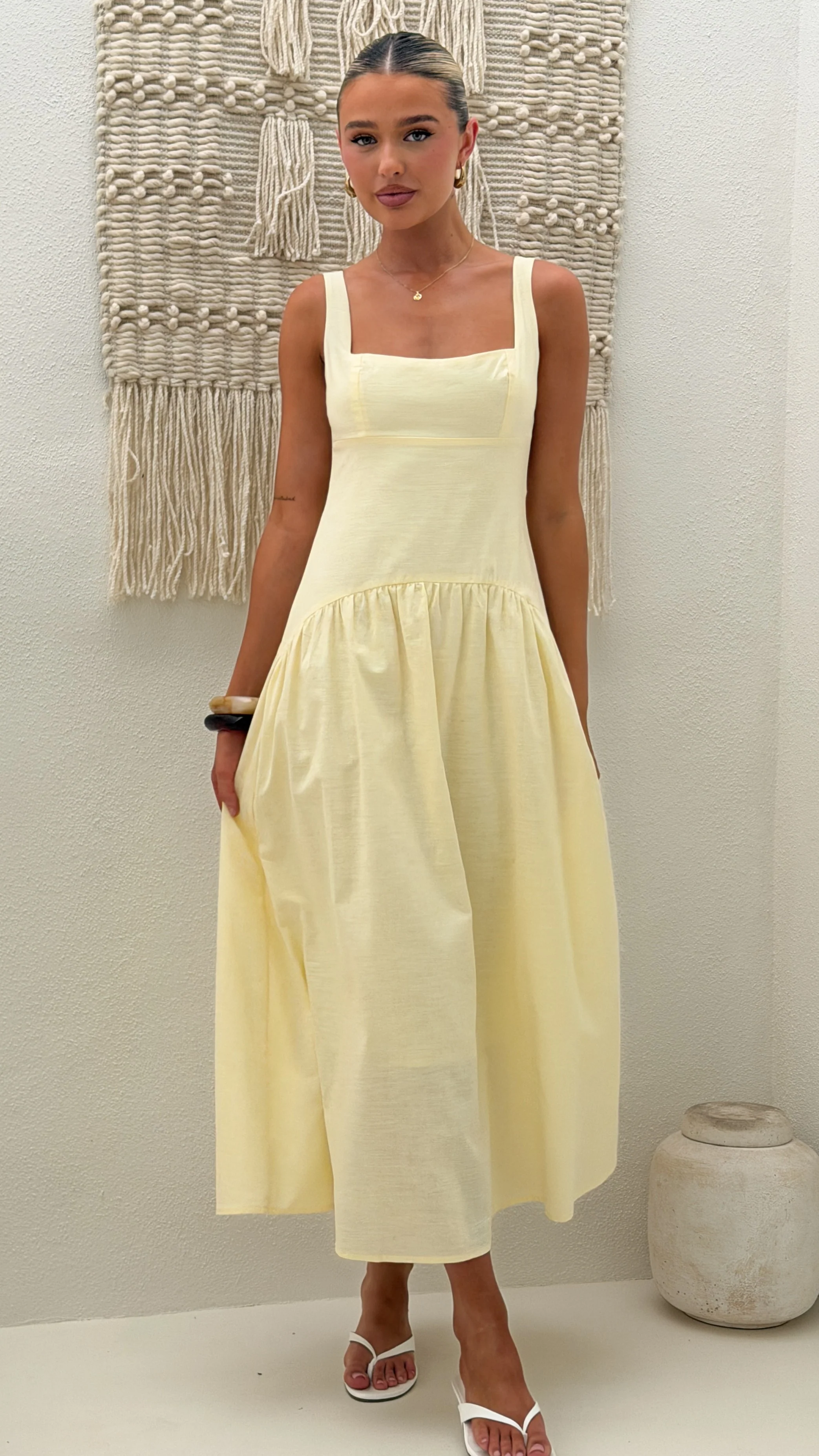 Lucy Drop Waist Maxi Dress - Butter - Image 7