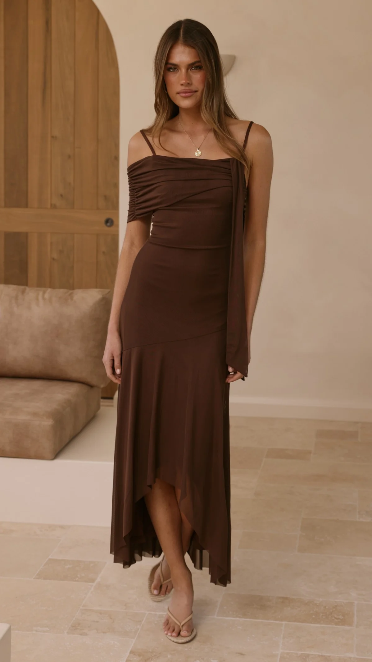 Lucy Maxi Dress - Brown - Image 5