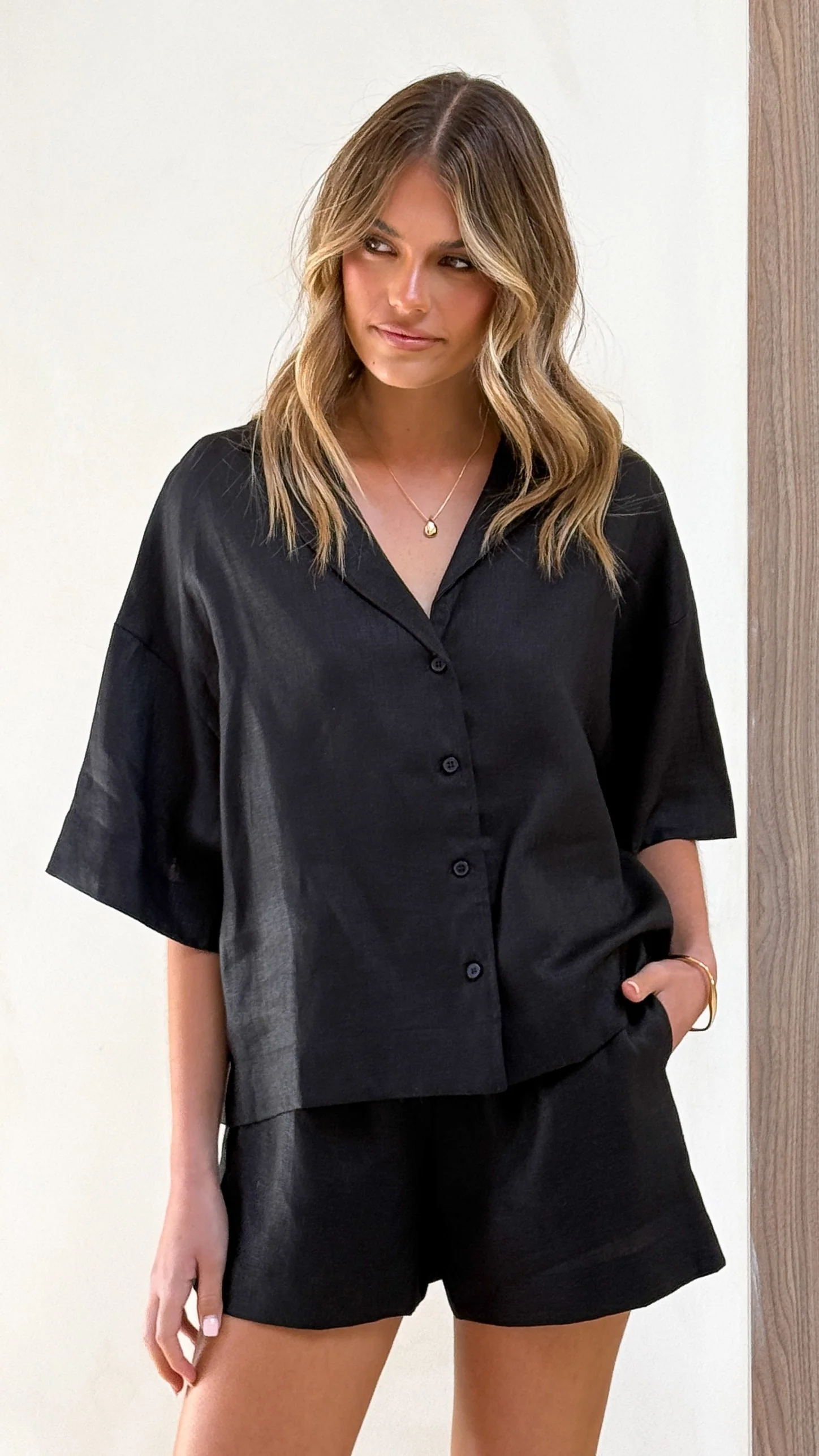 Luna Button Up Shirt - Black - Image 4