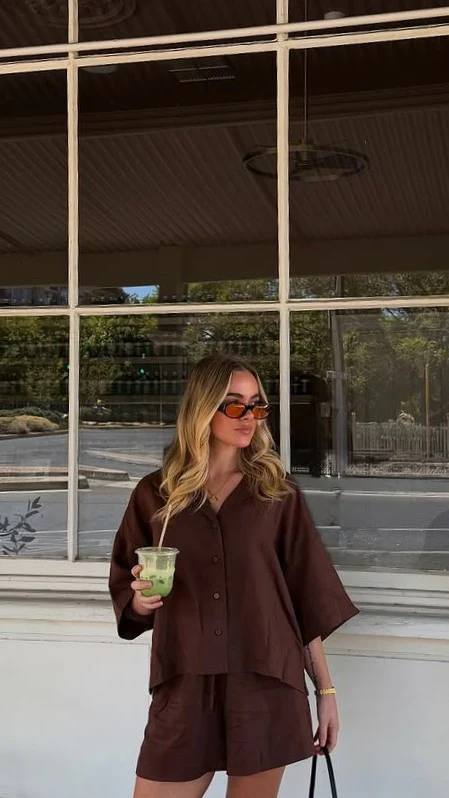 Luna Button Up Shirt - Chocolate - Image 10