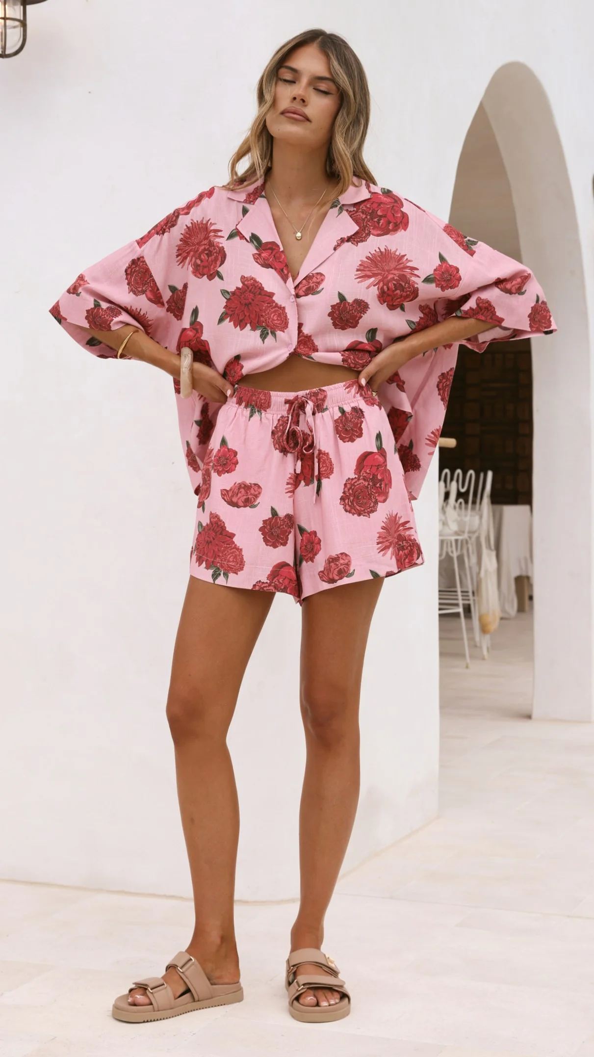 Luna Button Up Shirt - Dahlia Rouge - Image 10