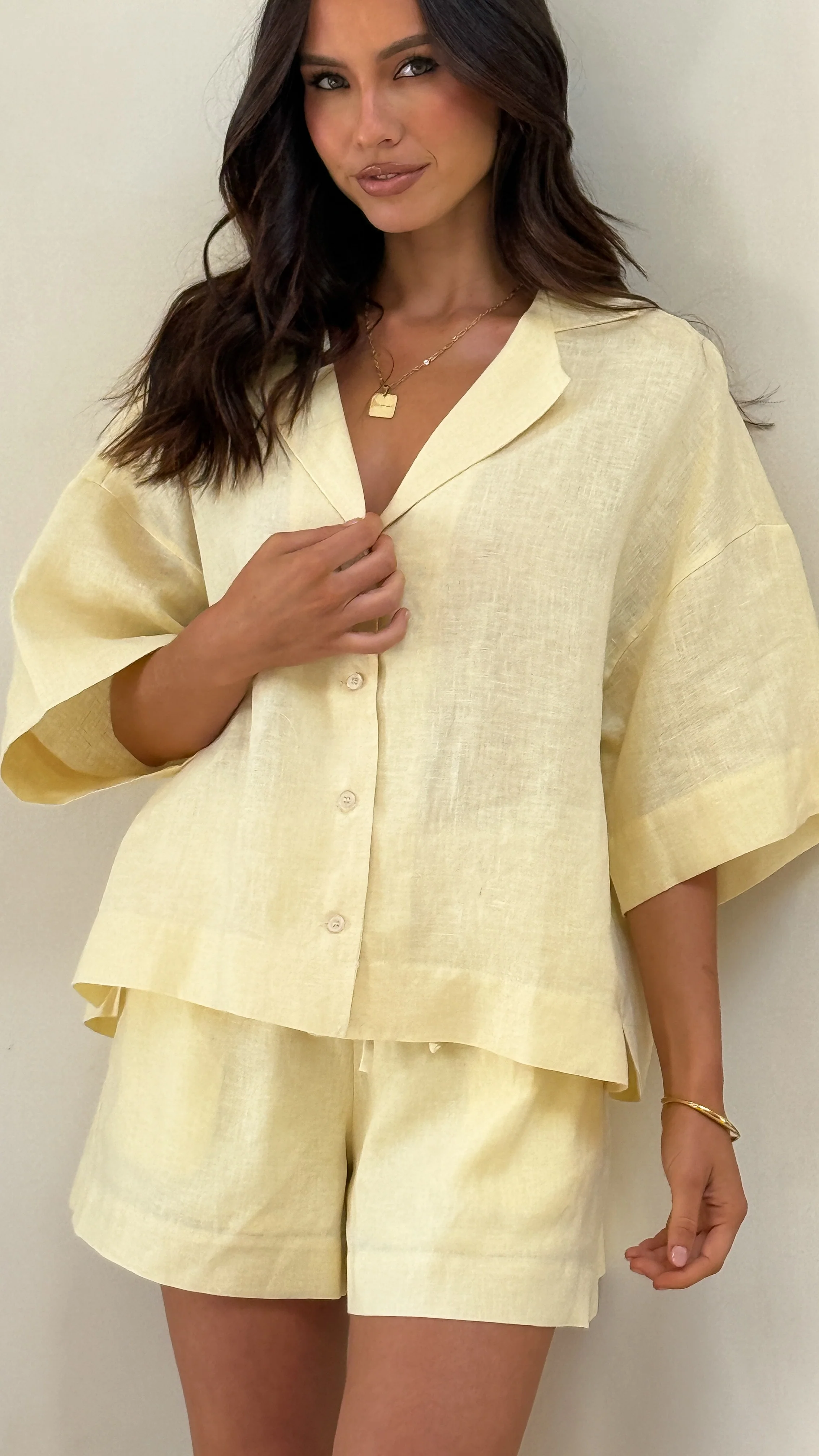 Luna Button Up Shirt - Yellow - Image 5