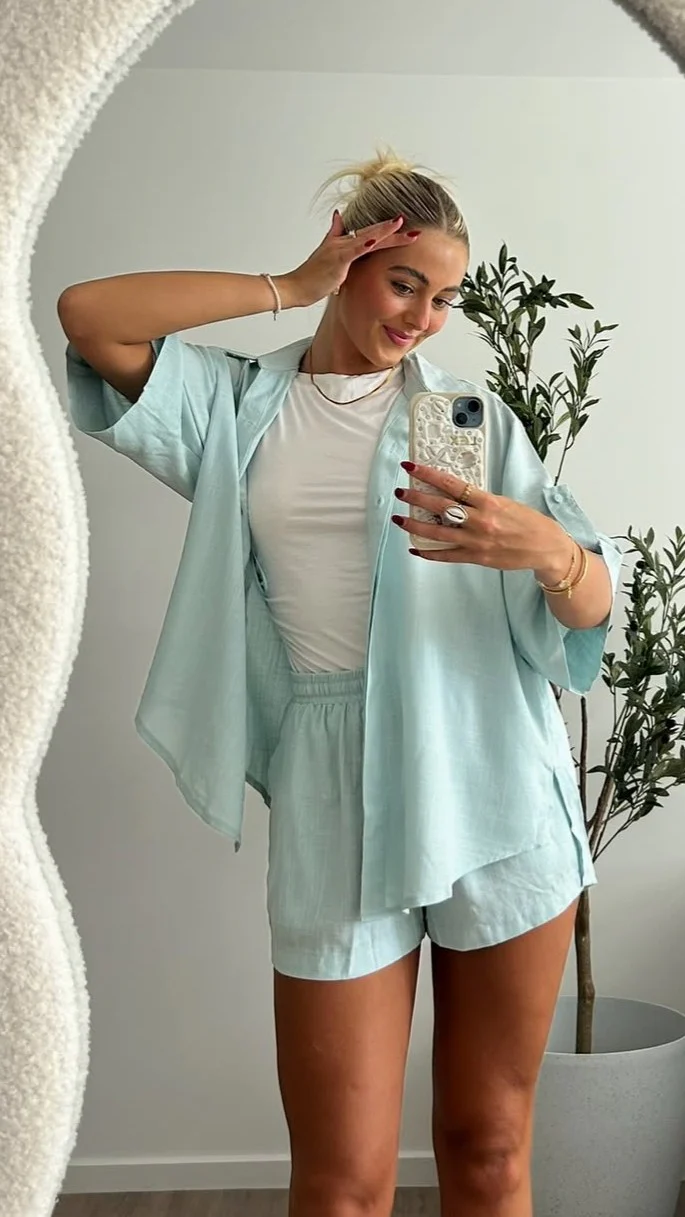 Luna Button Up Shirt - Blue - Image 11