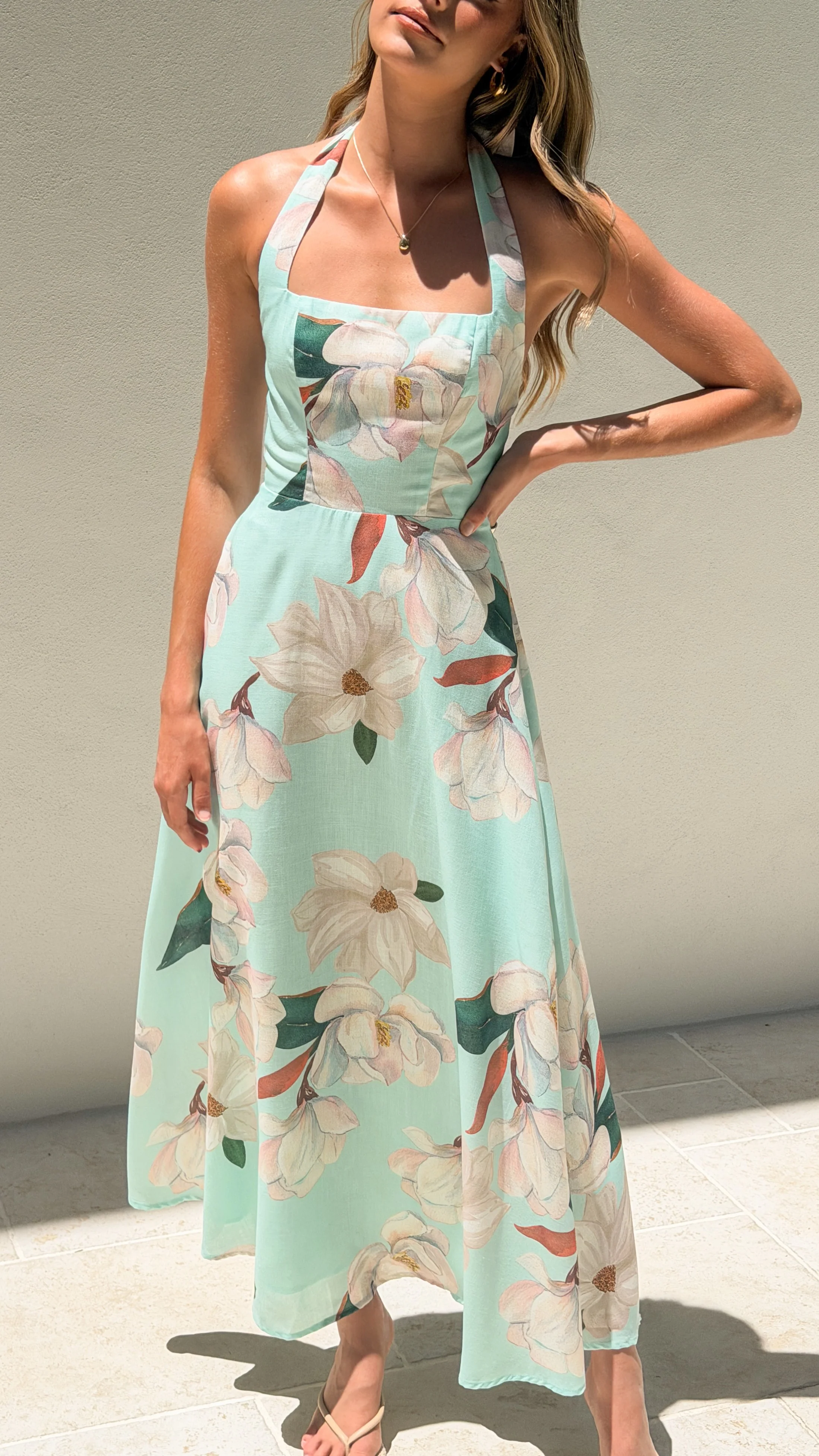 Madelyn Maxi Dress - Aqua/White Floral - Image 10