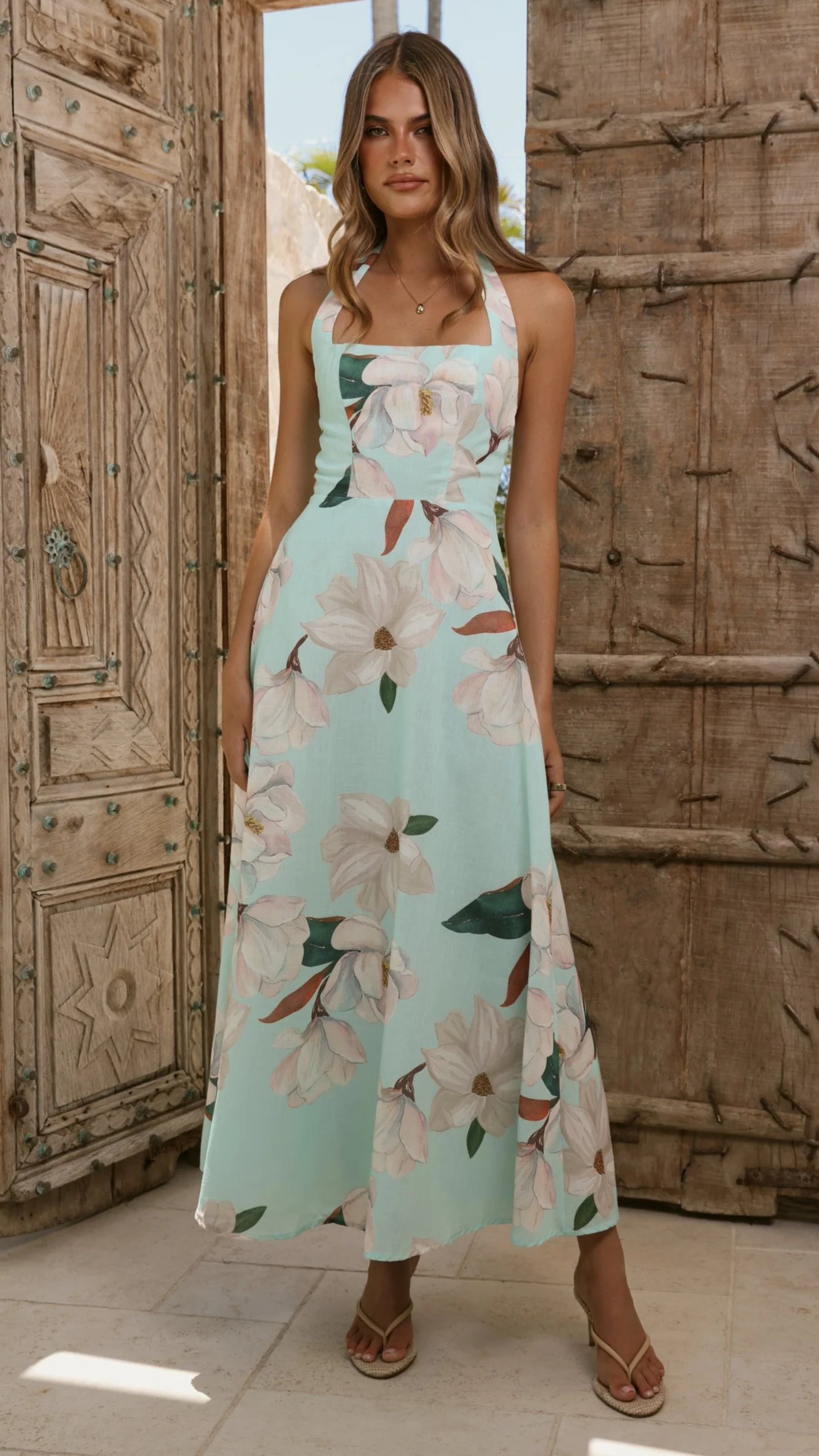 Madelyn Maxi Dress - Aqua/White Floral - Image 6