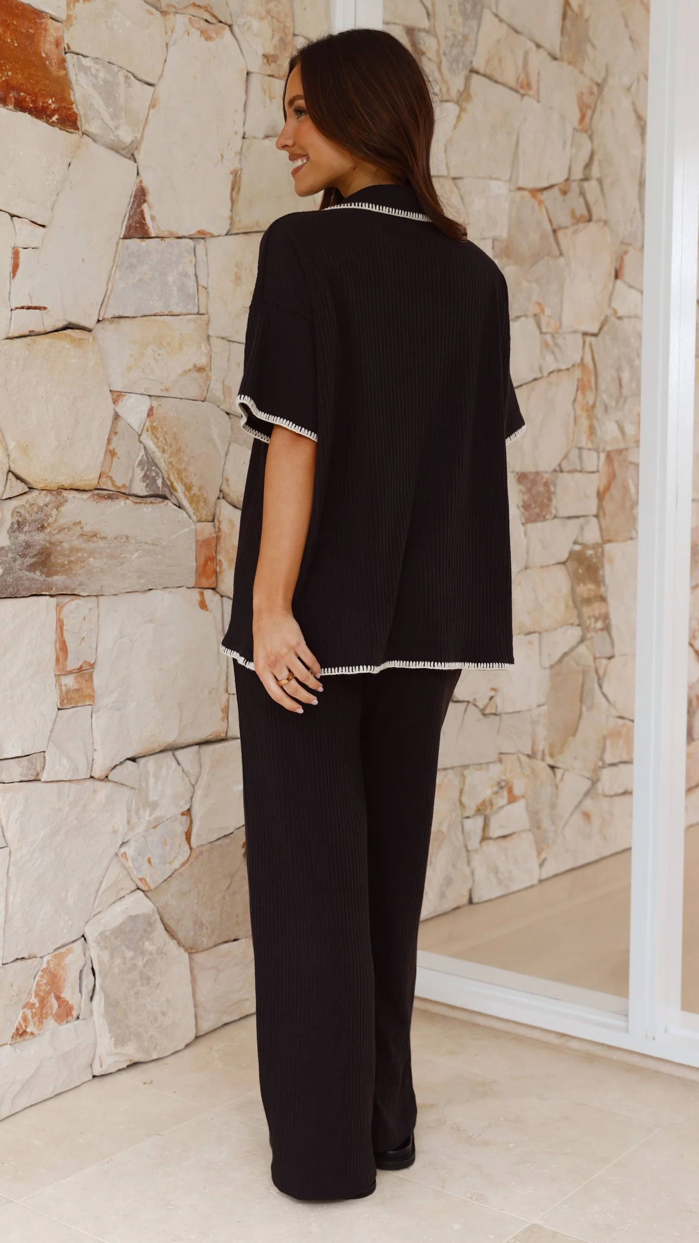 Madian Button Up Shirt and Pants Set - Black - Image 11
