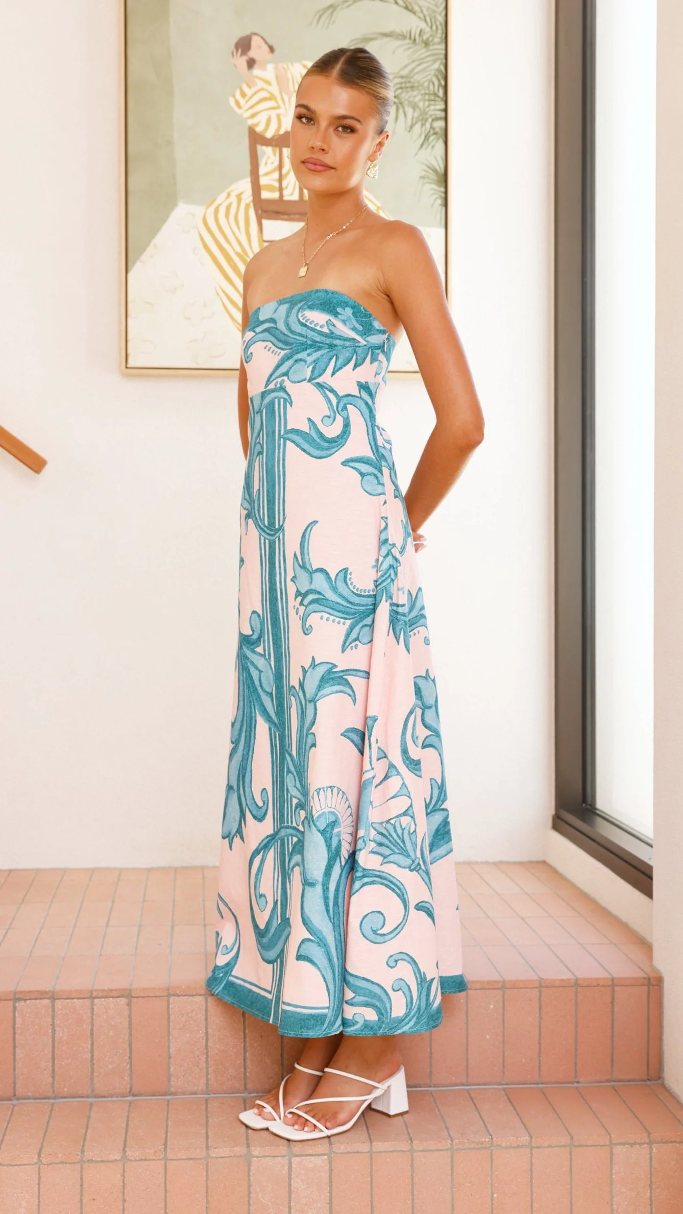 Madra Maxi Dress - Aqua / Pink Zayna - Image 7