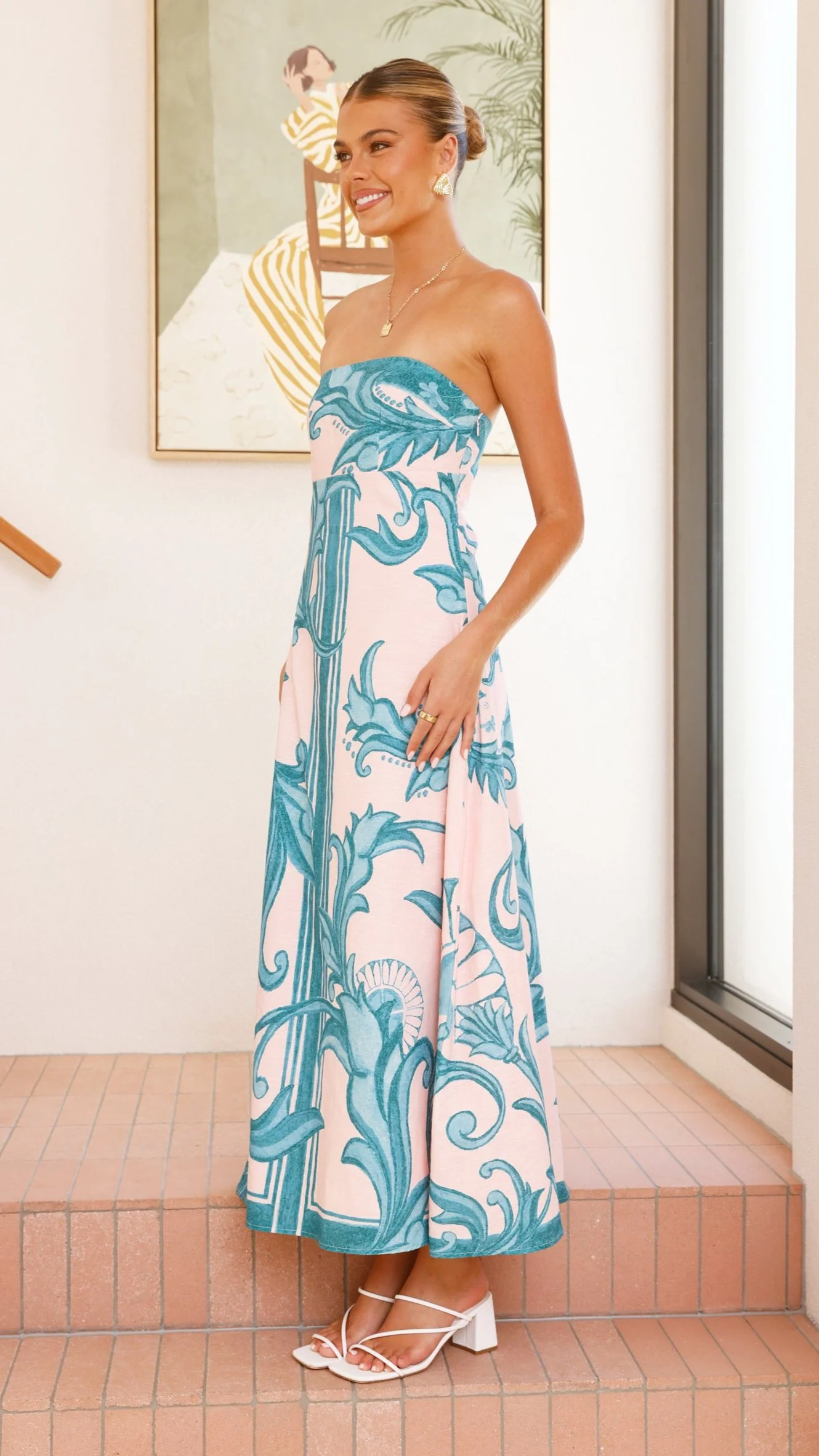Madra Maxi Dress - Aqua / Pink Zayna - Image 8
