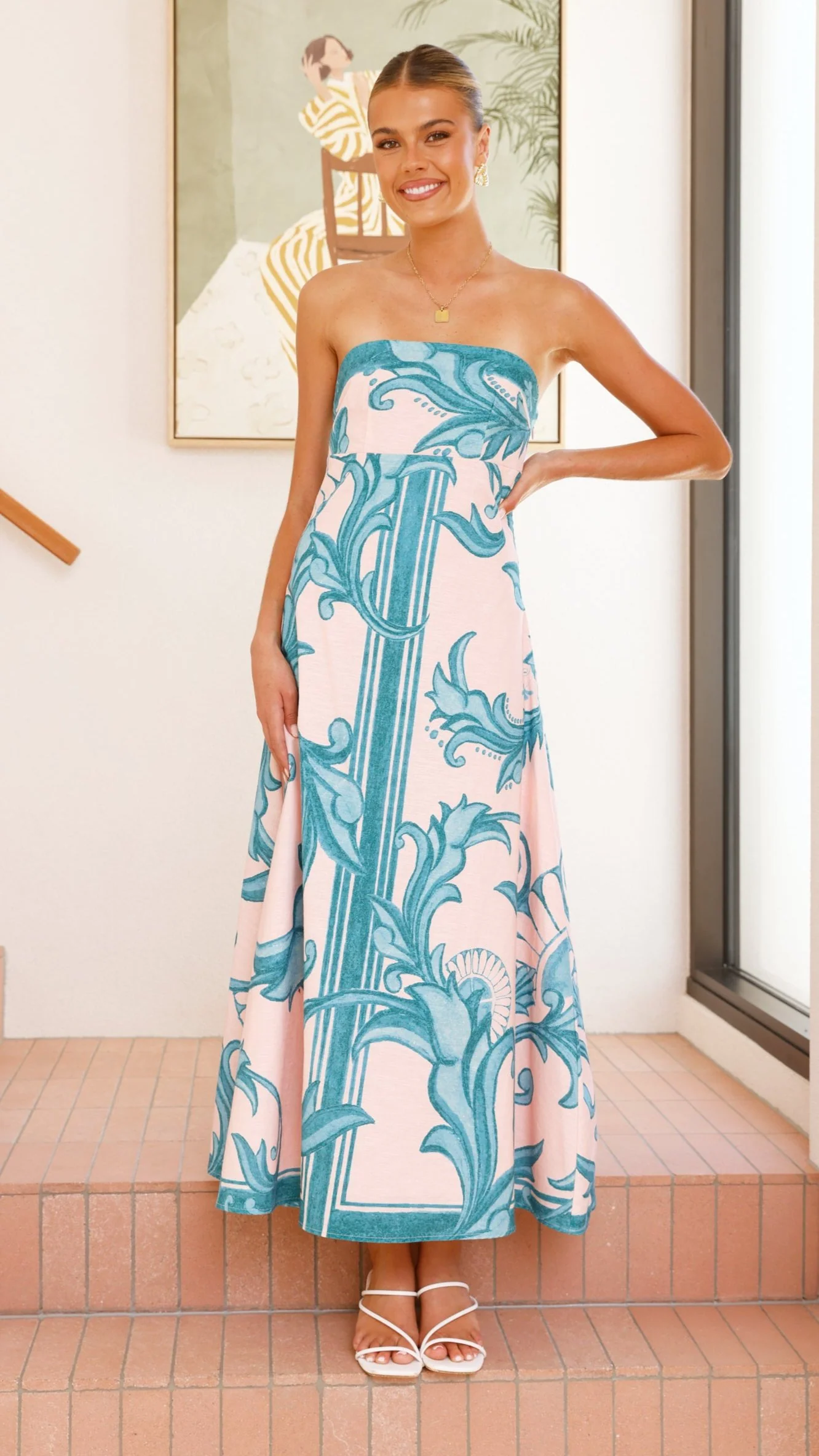 Madra Maxi Dress - Aqua / Pink Zayna - Image 9