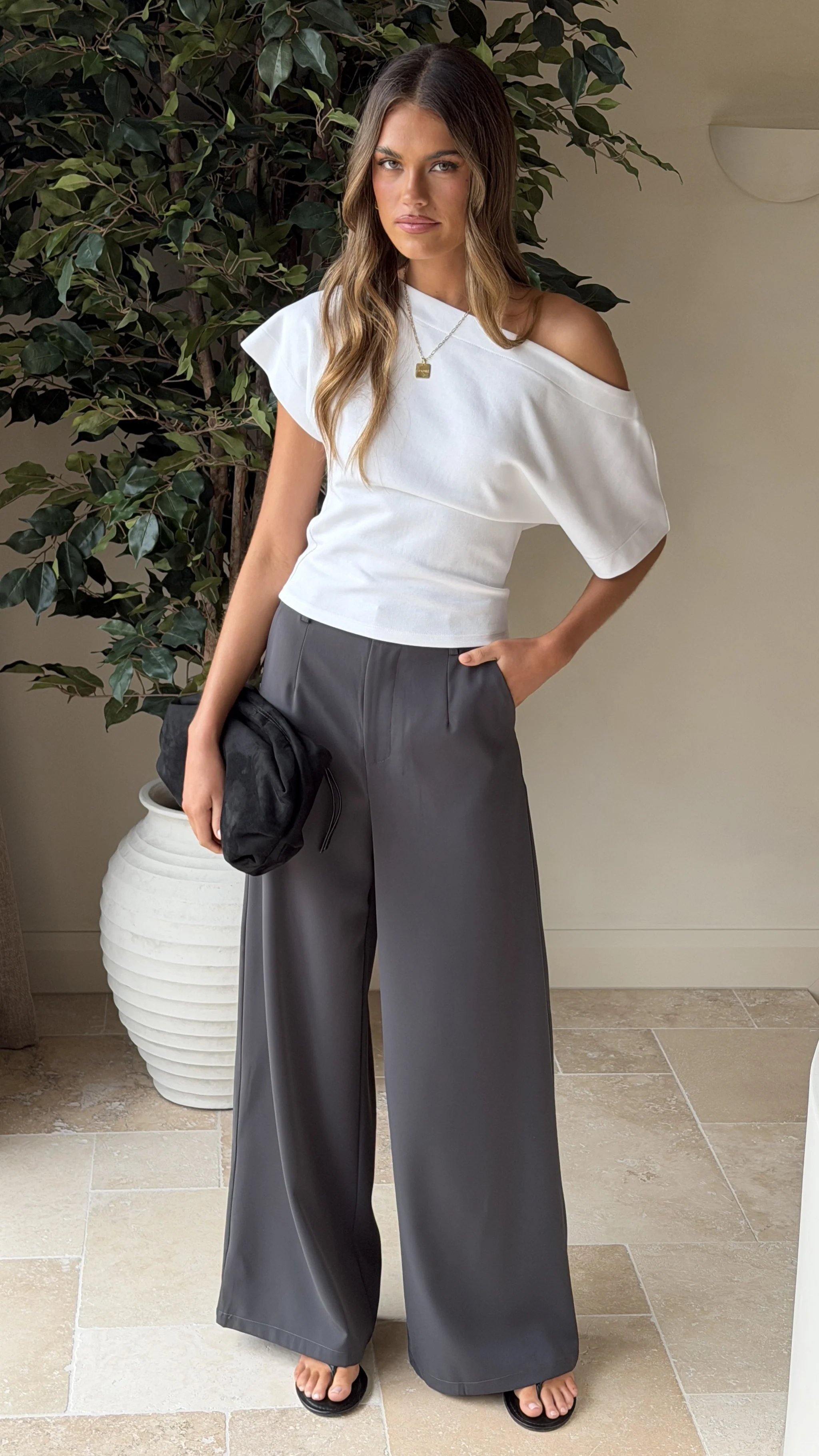 Maeva Tailored Pants - Charcoal - Image 7